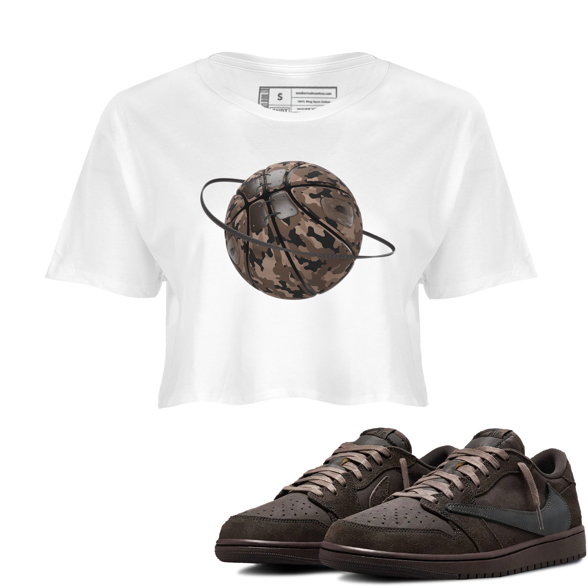 Camo Basketball Planet snkmatch Women's Top - Air Jordan 1 Travis Scott Velvet Brown