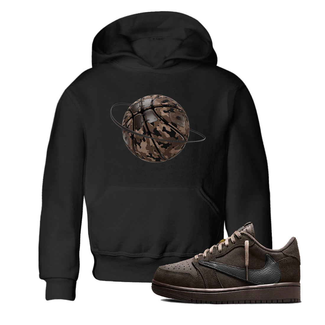 Camo Basketball Planet snkmatch Tees Kids - Air Jordan 1 Travis Scott Velvet Brown