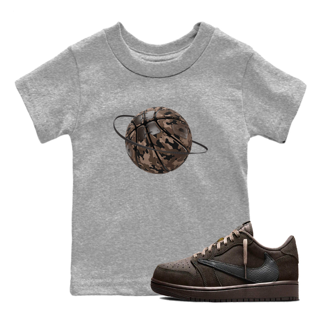 Camo Basketball Planet snkmatch Tees Kids - Air Jordan 1 Travis Scott Velvet Brown