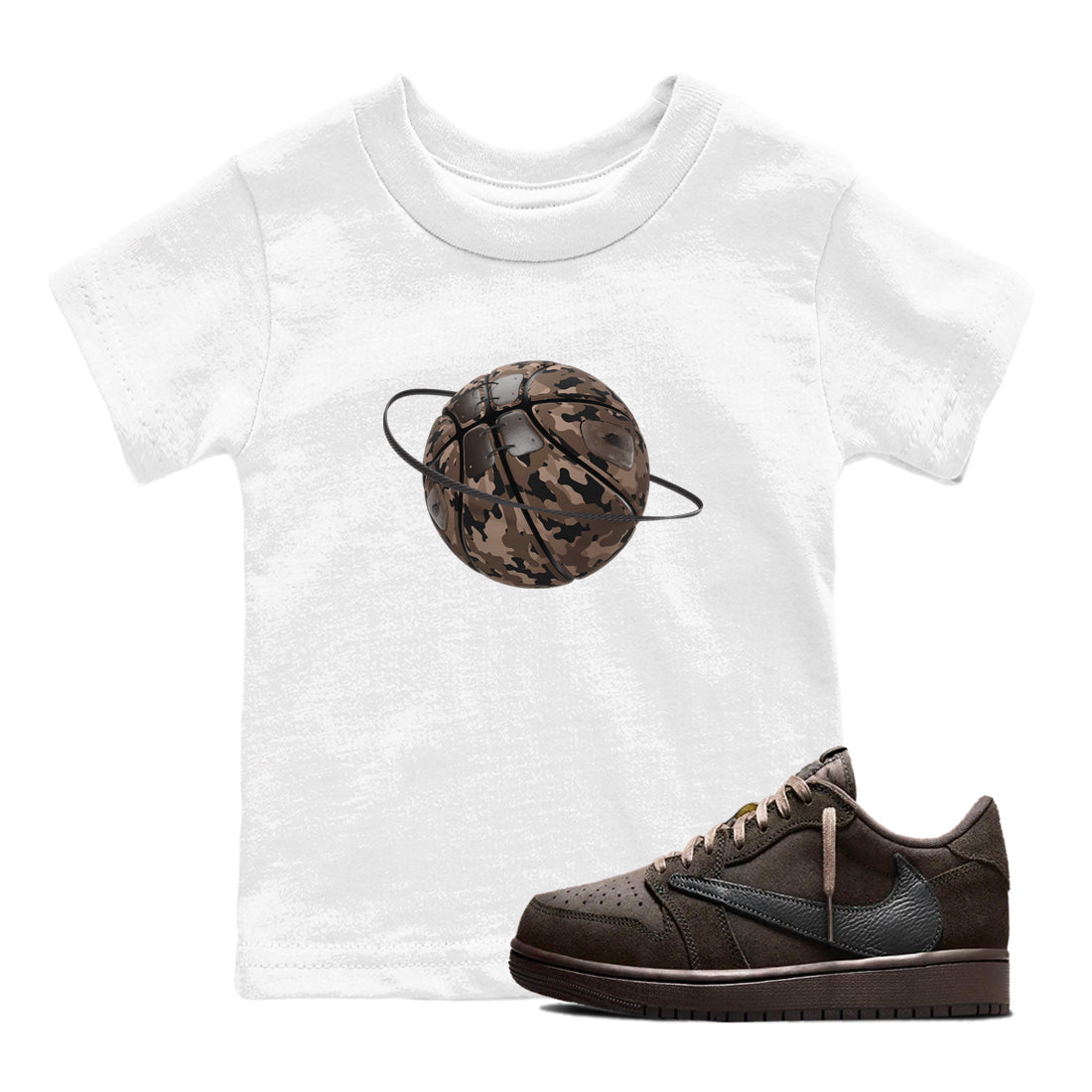 Camo Basketball Planet snkmatch Tees Kids - Air Jordan 1 Travis Scott Velvet Brown