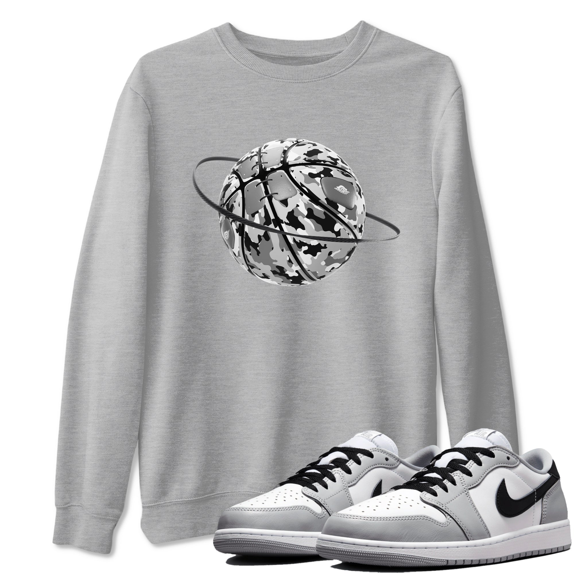 Camo Basketball Planet snkmatch Tees - Air Jordan 1 Wolf Grey