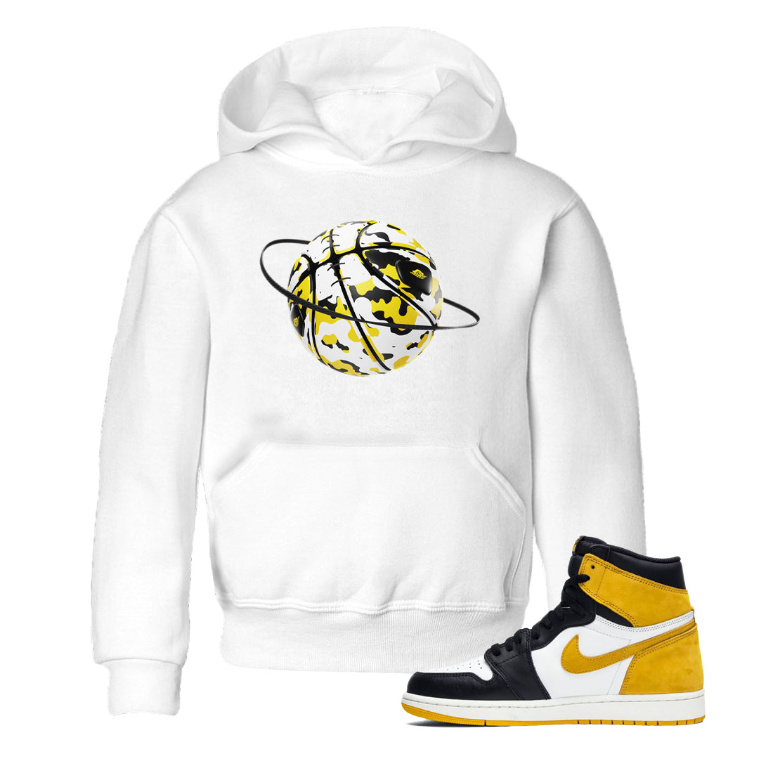 Camo Basketball Planet snkmatch Tees Kids - Air Jordan 1 Yellow Ochre