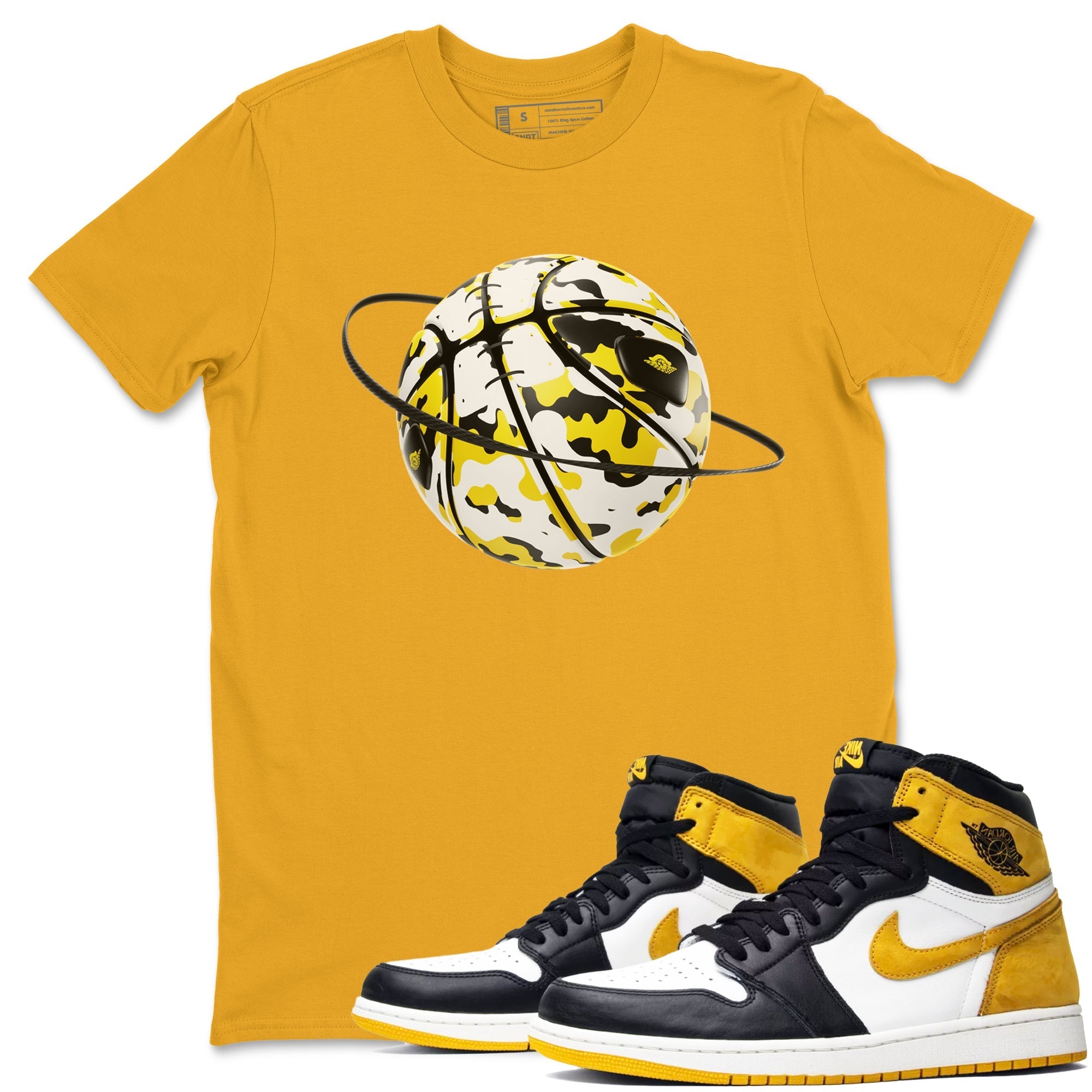 Camo Basketball Planet snkmatch Tees - Air Jordan 1 Yellow Ochre