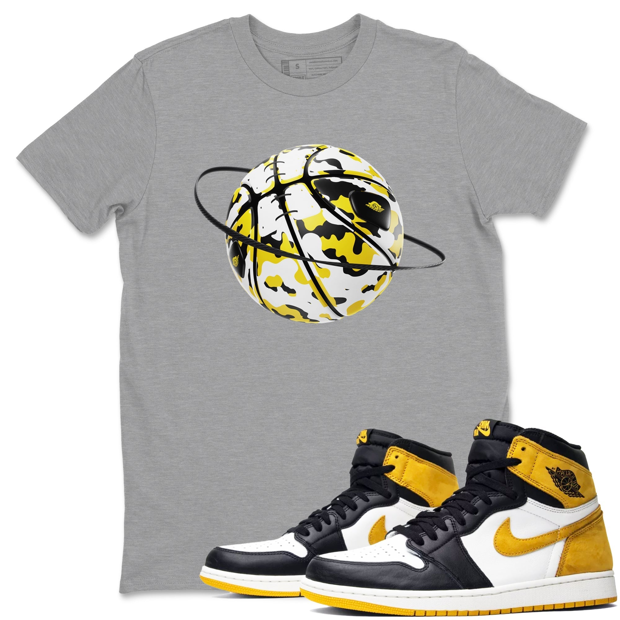 Camo Basketball Planet snkmatch Tees - Air Jordan 1 Yellow Ochre