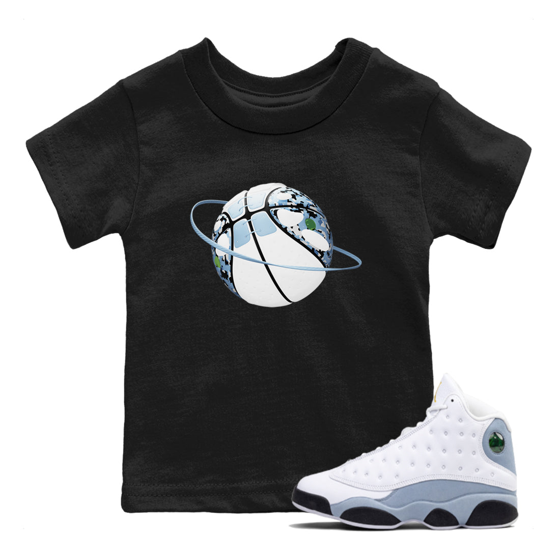 Camo Basketball Planet snkmatch Tees Kids - Air Jordan 13 Blue Grey