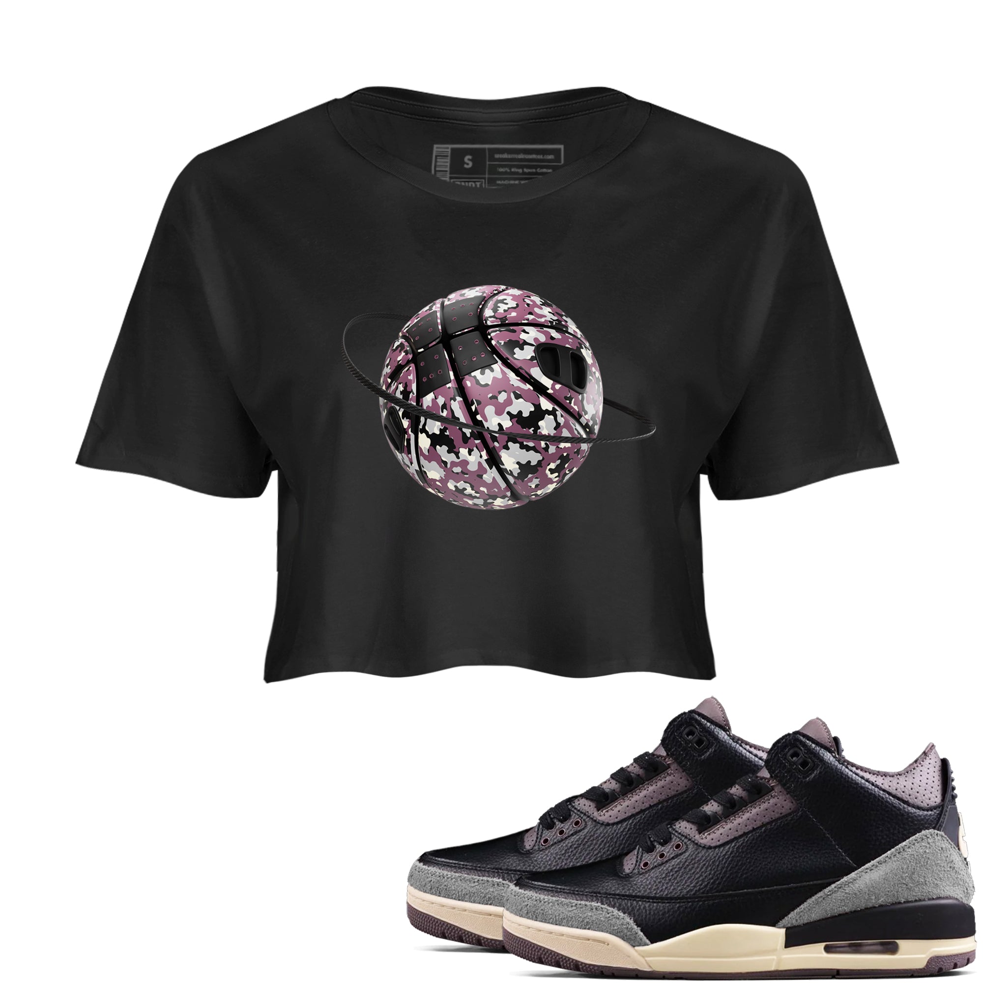 Camo Basketball Planet snkmatch Women's Top - Air Jordan 3 A Ma Maniere x Black
