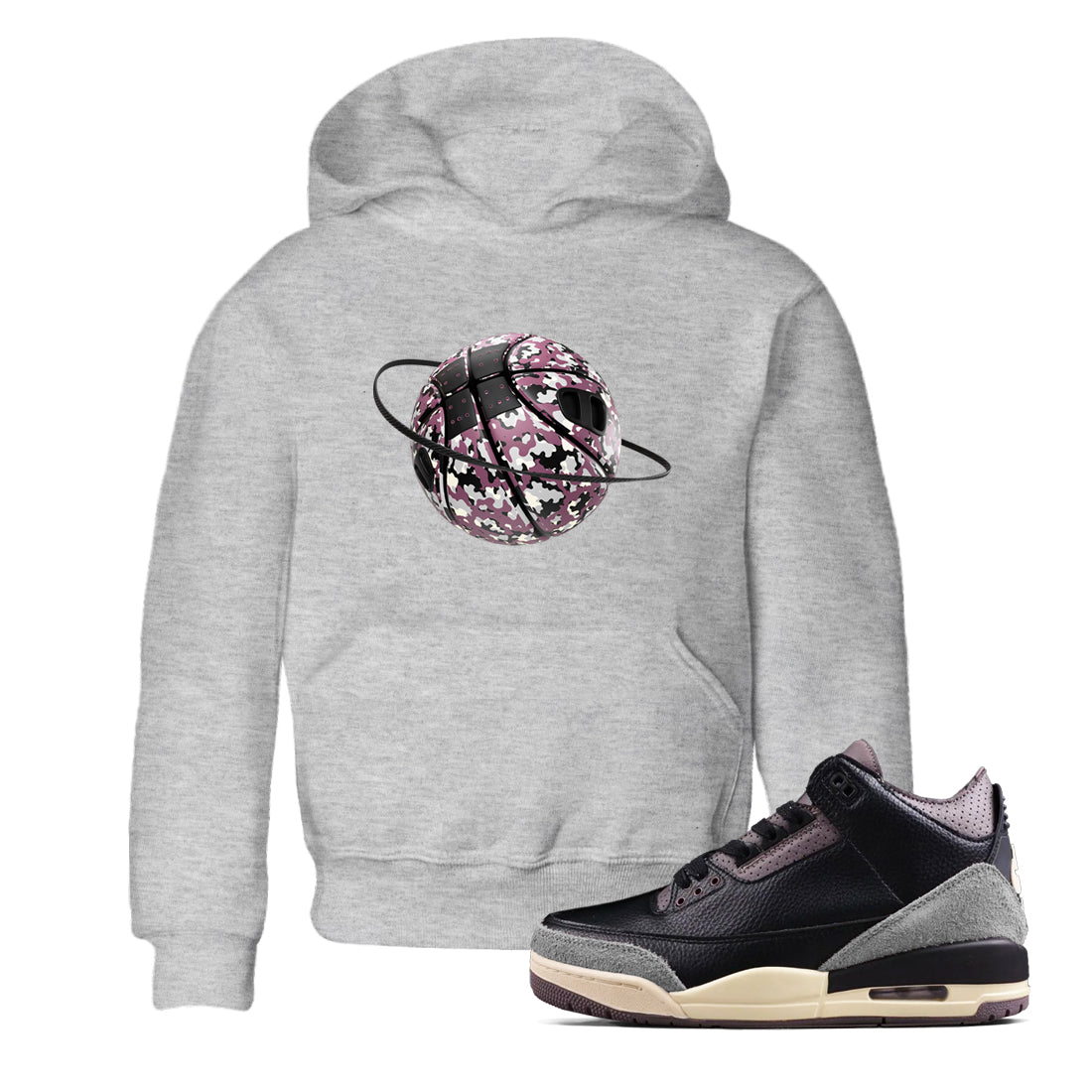 Camo Basketball Planet snkmatch Tees Kids - Air Jordan 3 A Ma Maniere x Black
