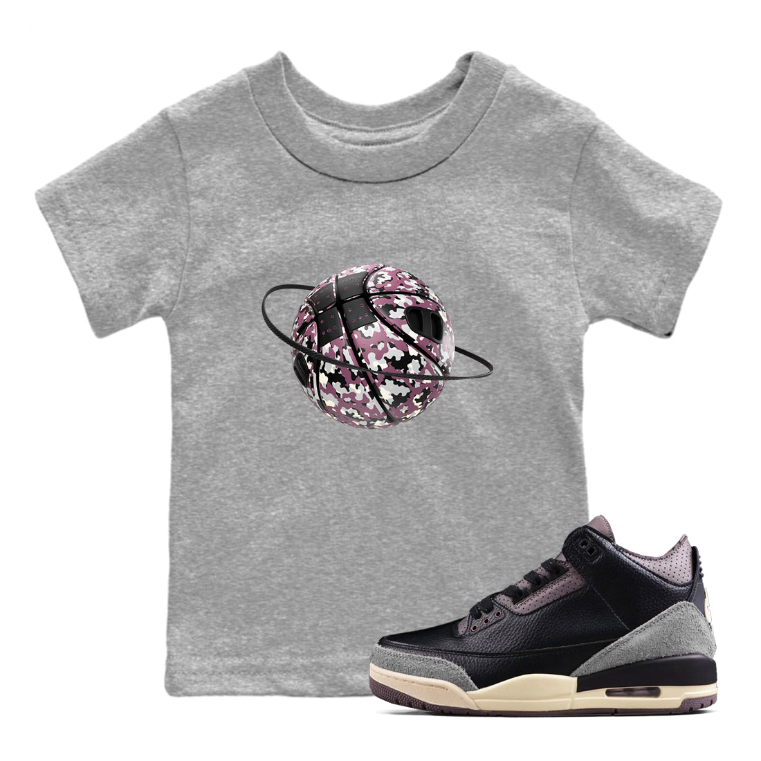 Camo Basketball Planet snkmatch Tees Kids - Air Jordan 3 A Ma Maniere x Black