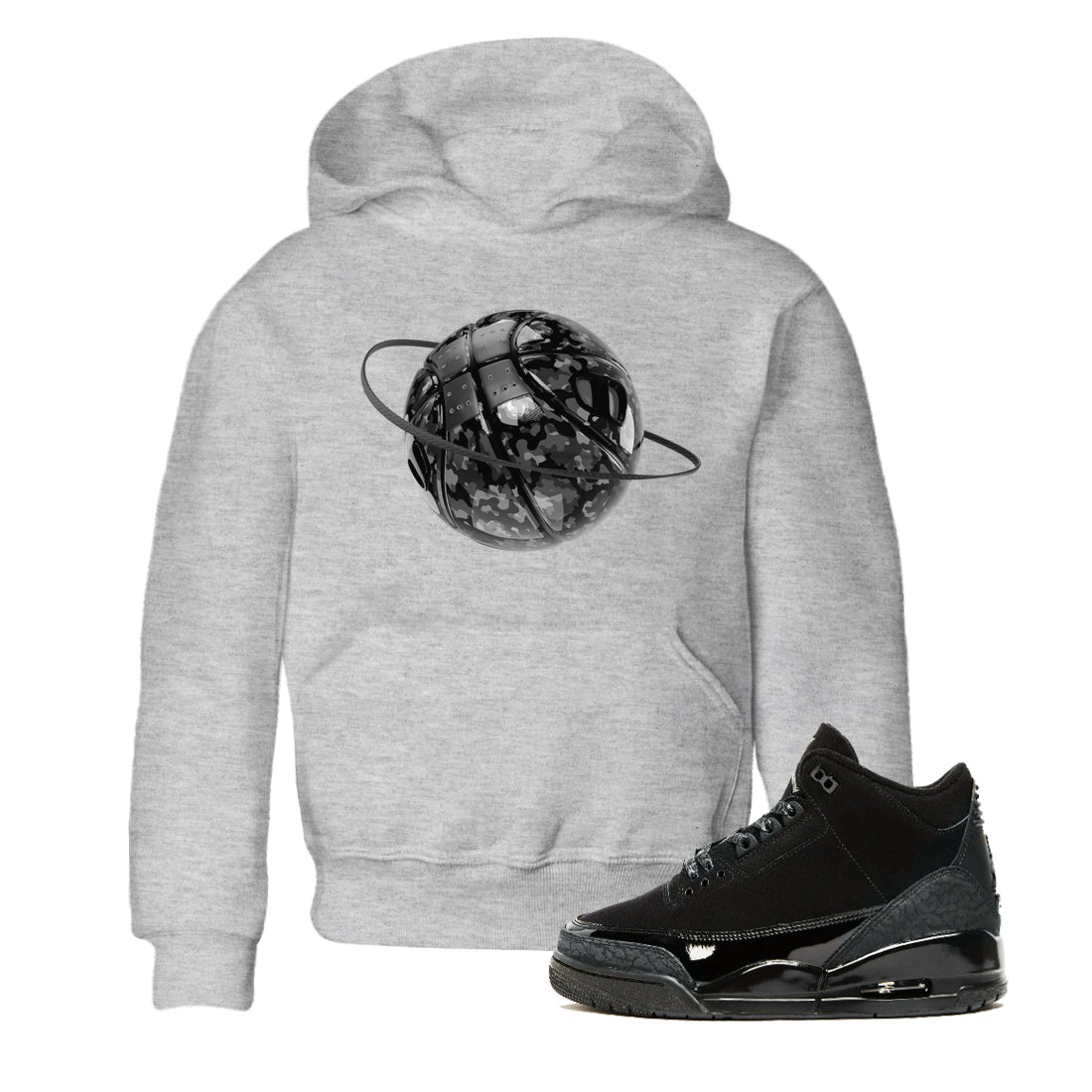 Camo Basketball Planet snkmatch Tees Kids - Air Jordan 3 Black Cat