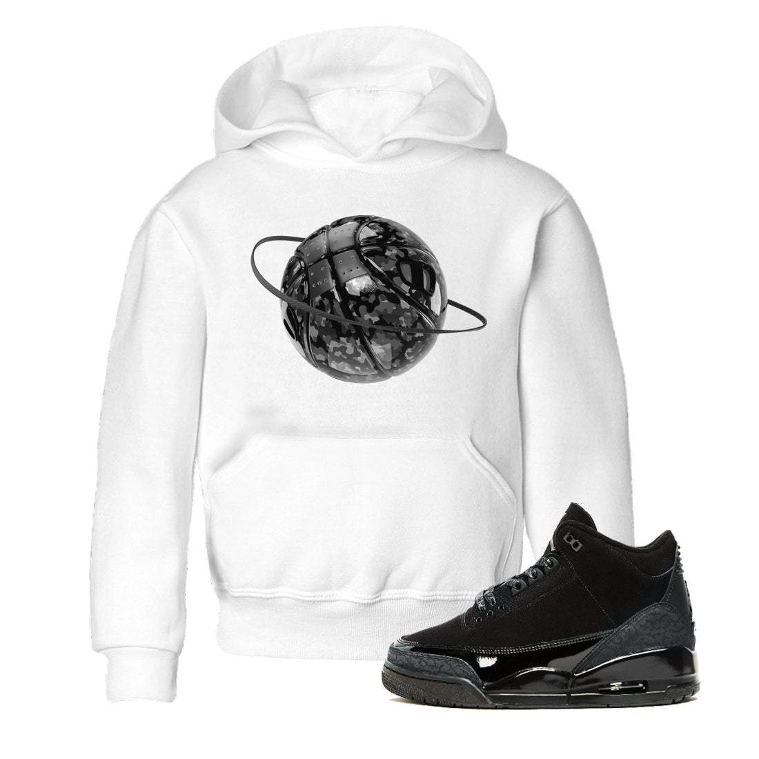 Camo Basketball Planet snkmatch Tees Kids - Air Jordan 3 Black Cat