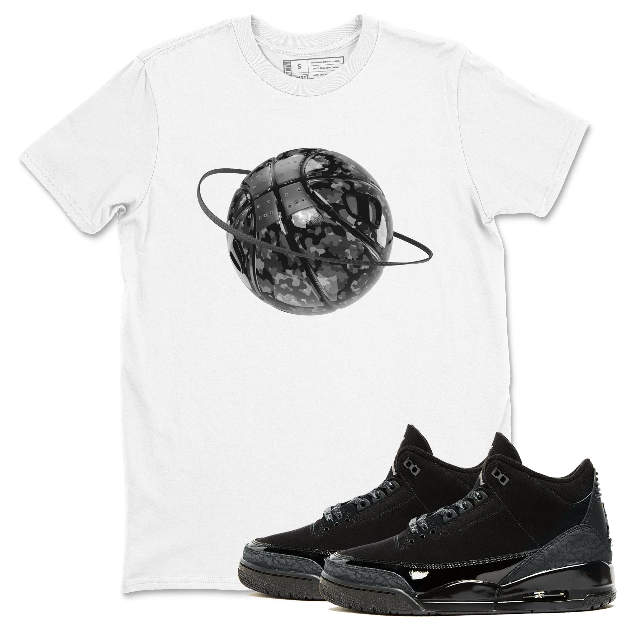 Camo Basketball Planet snkmatch Tees - Air Jordan 3 Black Cat