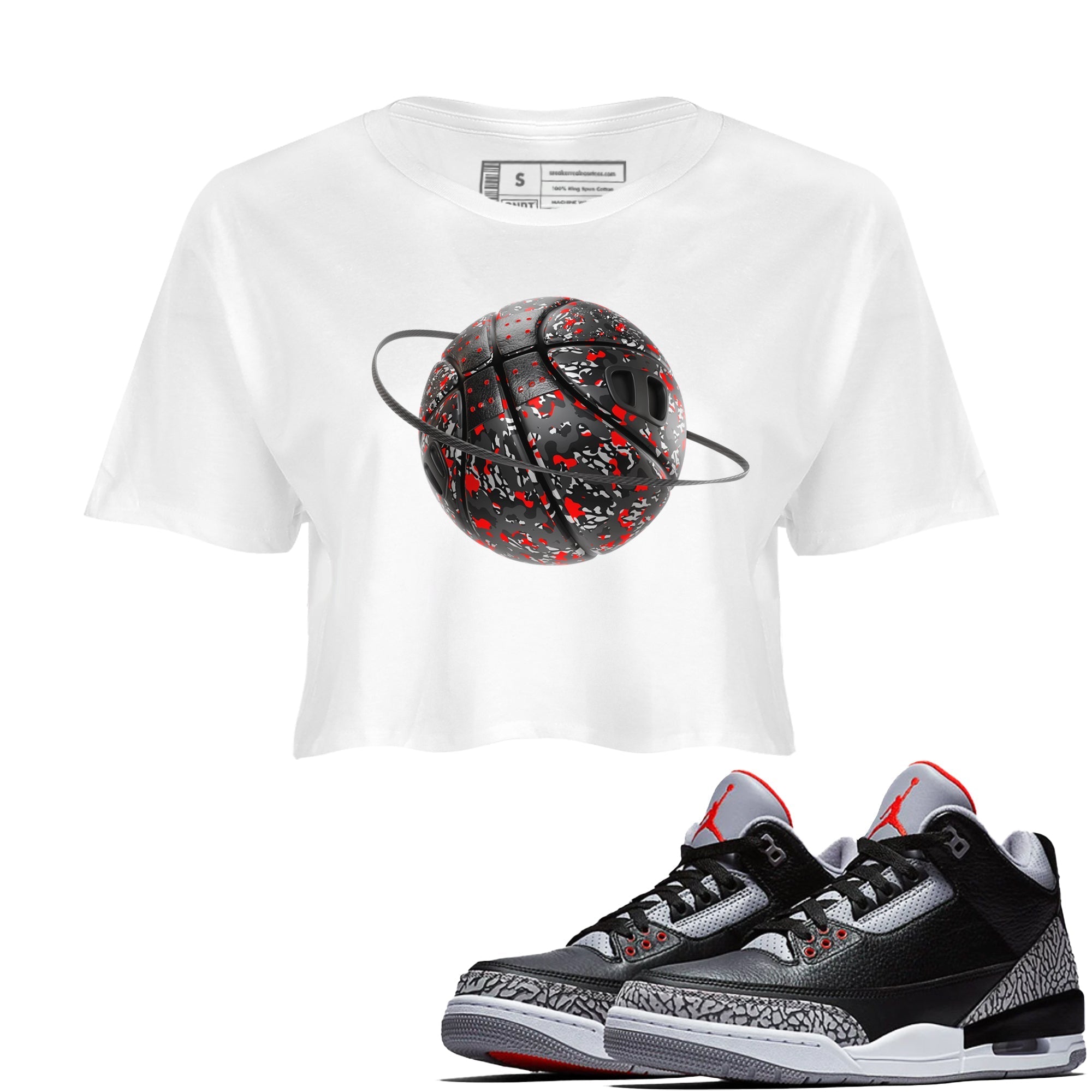 Camo Basketball Planet snkmatch Women's Top - Air Jordan 3 Black Cement