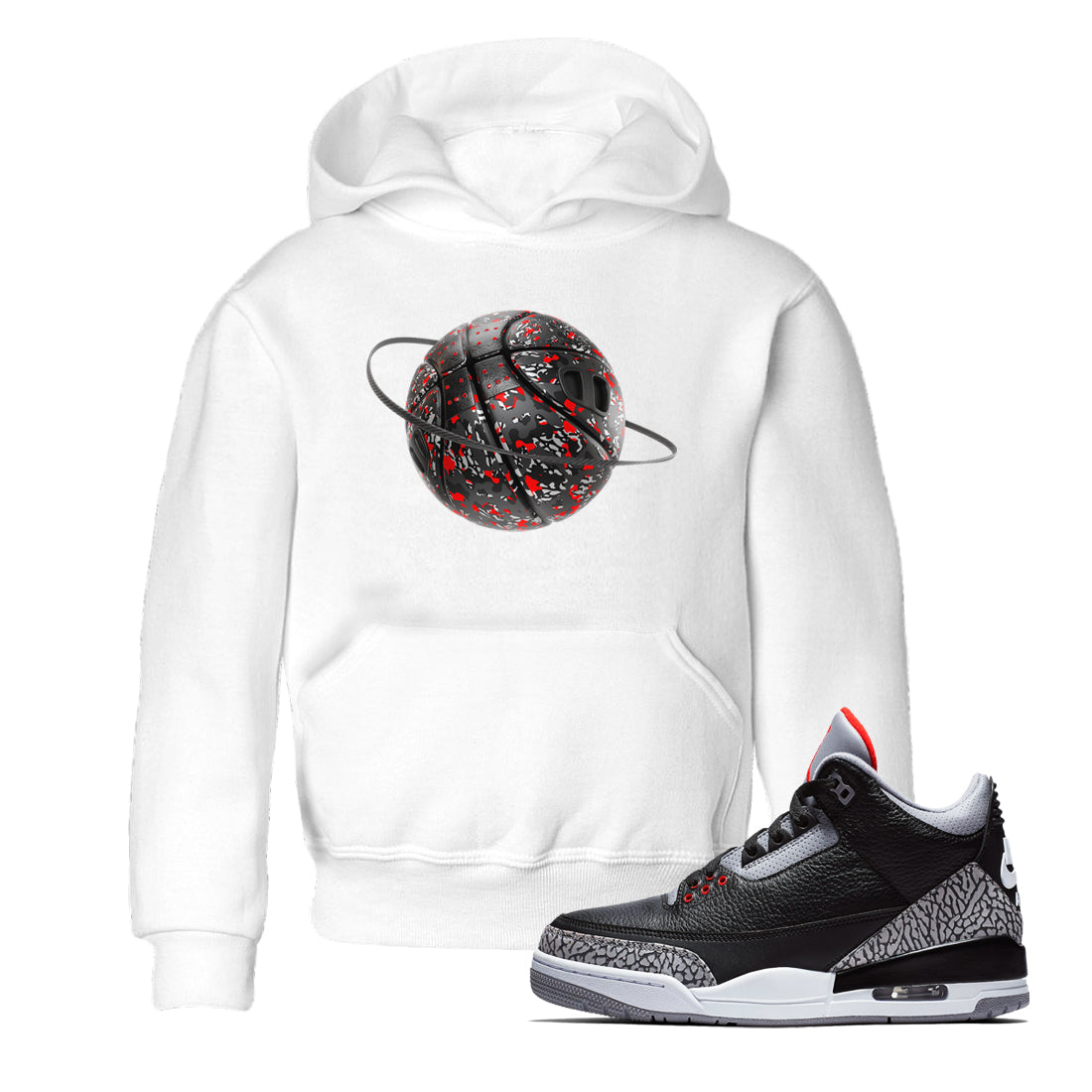 Camo Basketball Planet snkmatch Tees Kids - Air Jordan 3 Black Cement