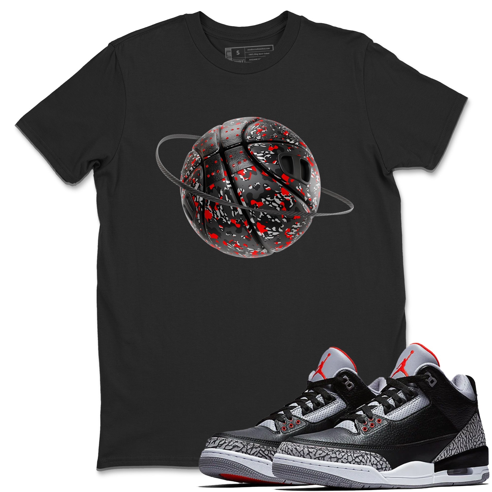 Camo Basketball Planet snkmatch Tees - Air Jordan 3 Black Cement