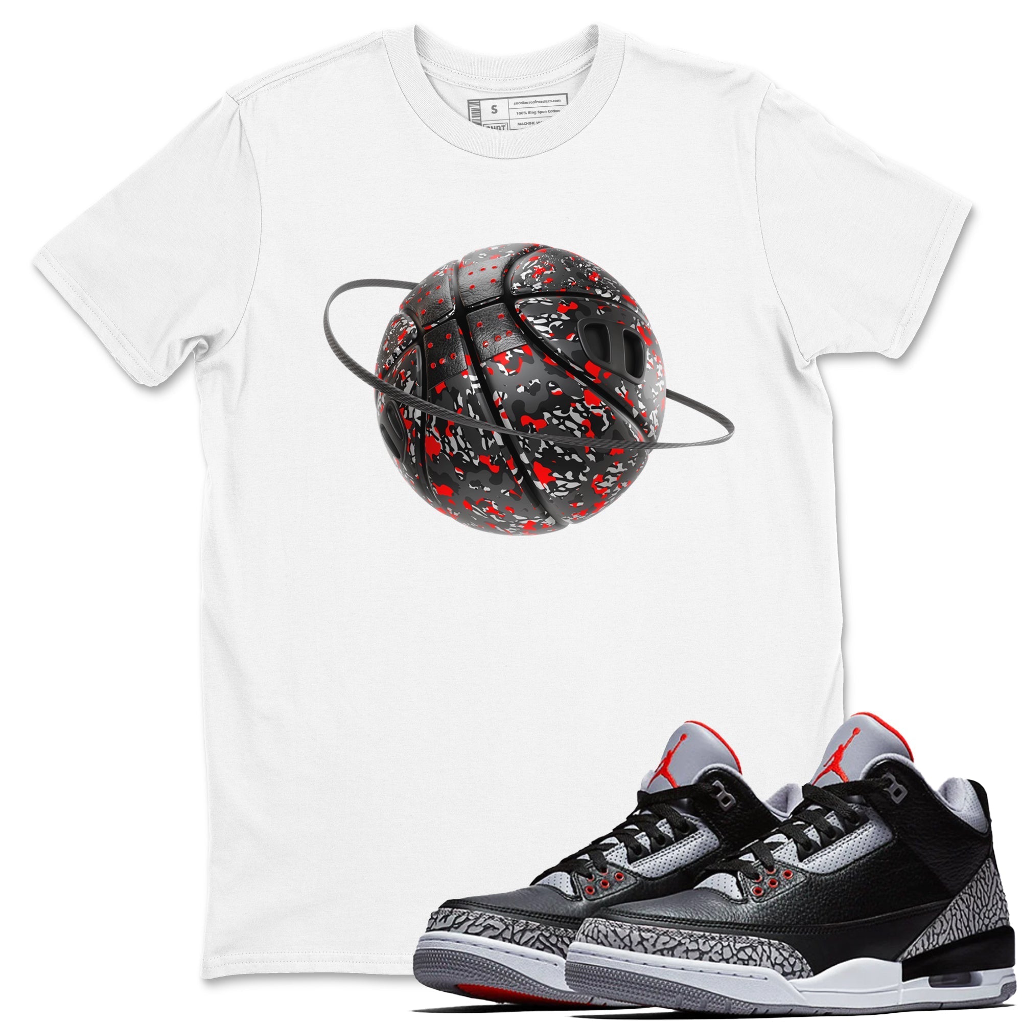 Camo Basketball Planet snkmatch Tees - Air Jordan 3 Black Cement