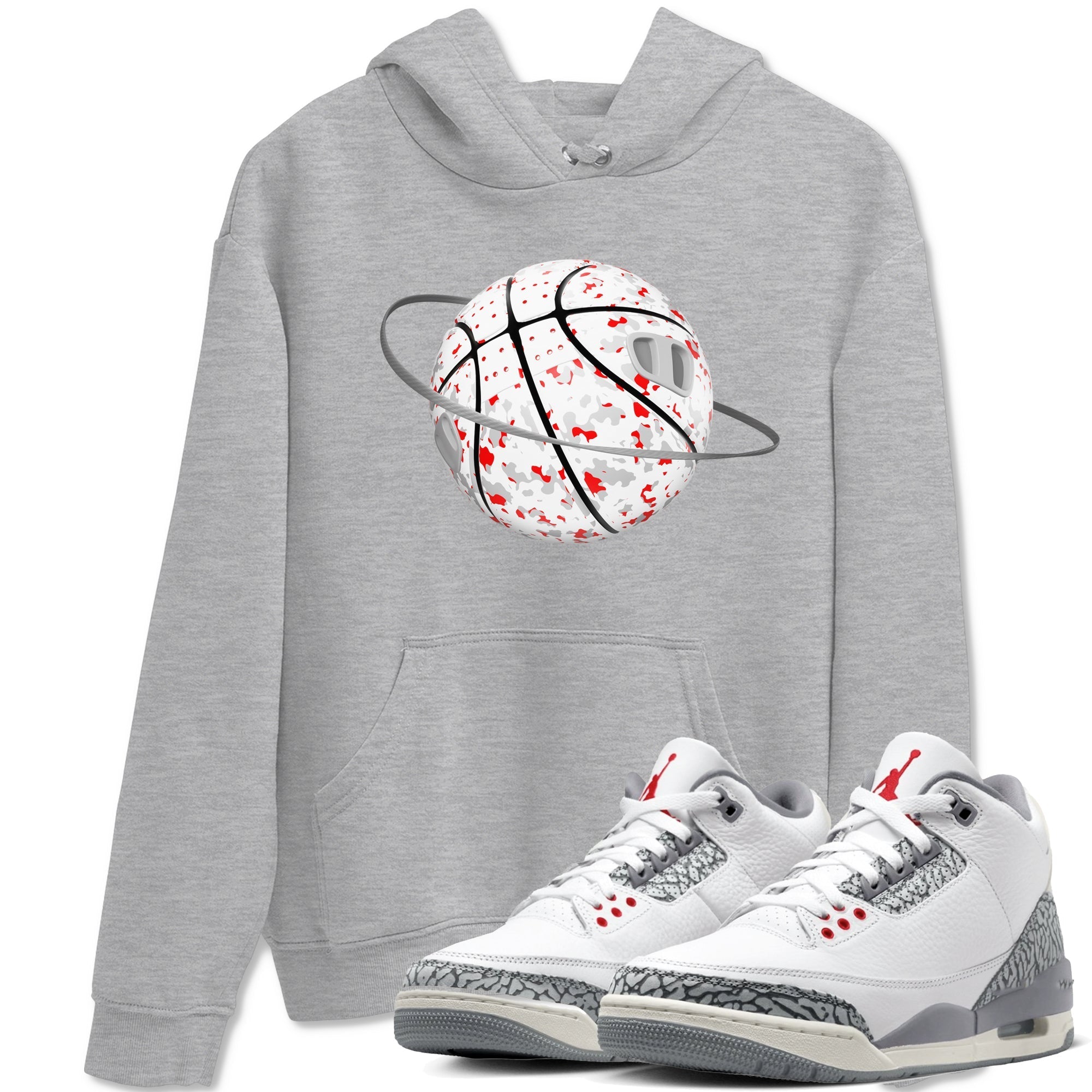 Camo Basketball Planet snkmatch Tees - Air Jordan 3 Cement Grey