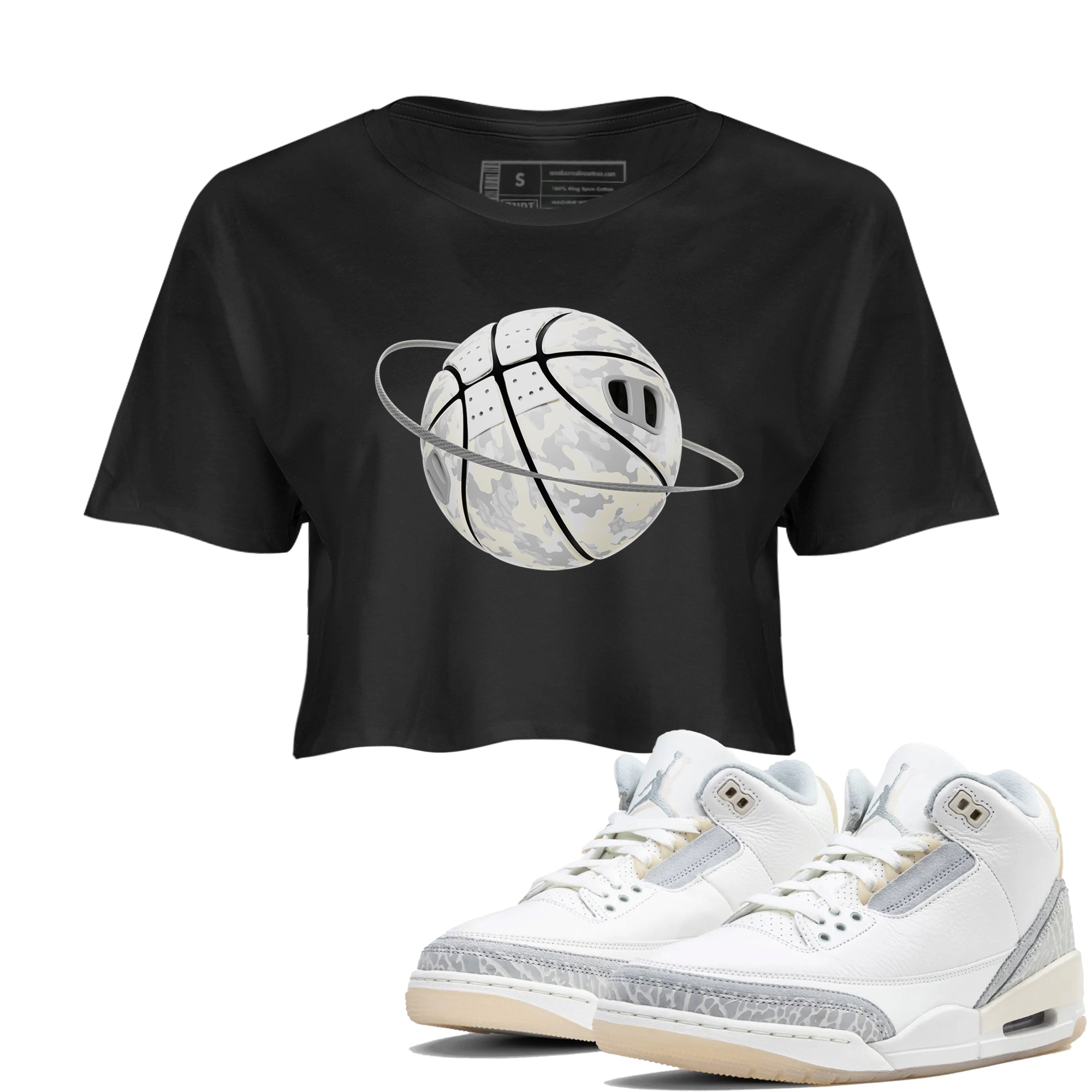 Camo Basketball Planet snkmatch Women's Top - Air Jordan 3 Ivory