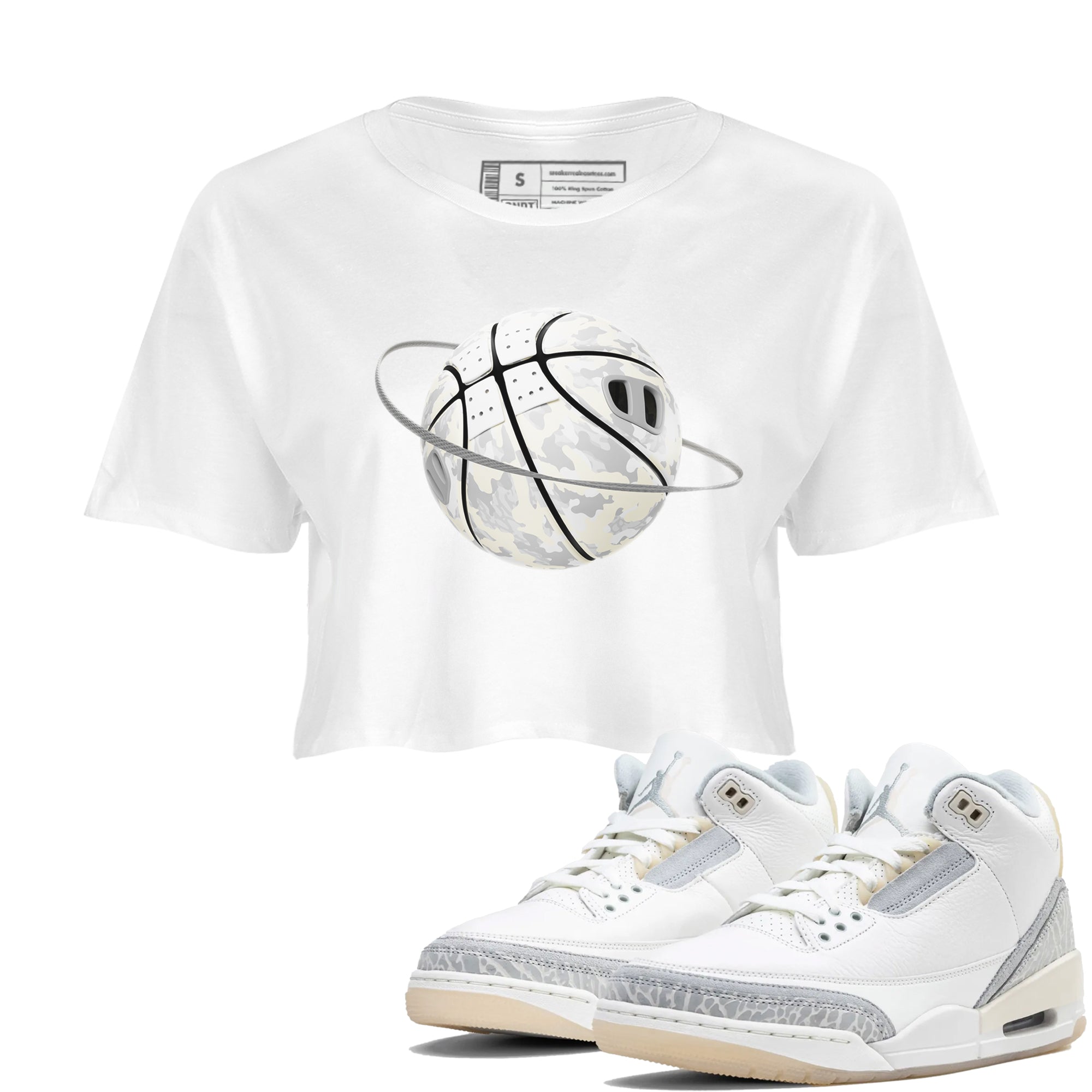 Camo Basketball Planet snkmatch Women's Top - Air Jordan 3 Ivory