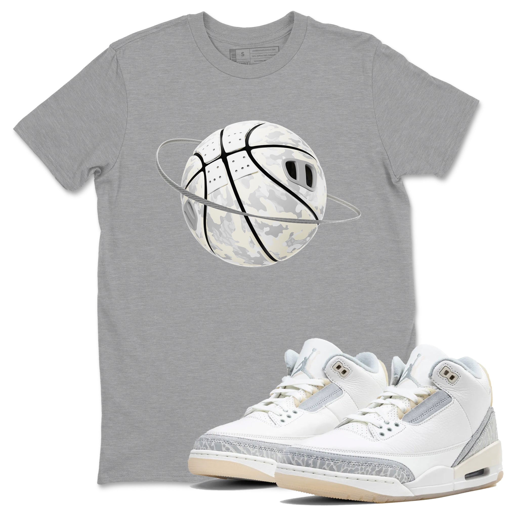 Camo Basketball Planet snkmatch Tees - Air Jordan 3 Ivory