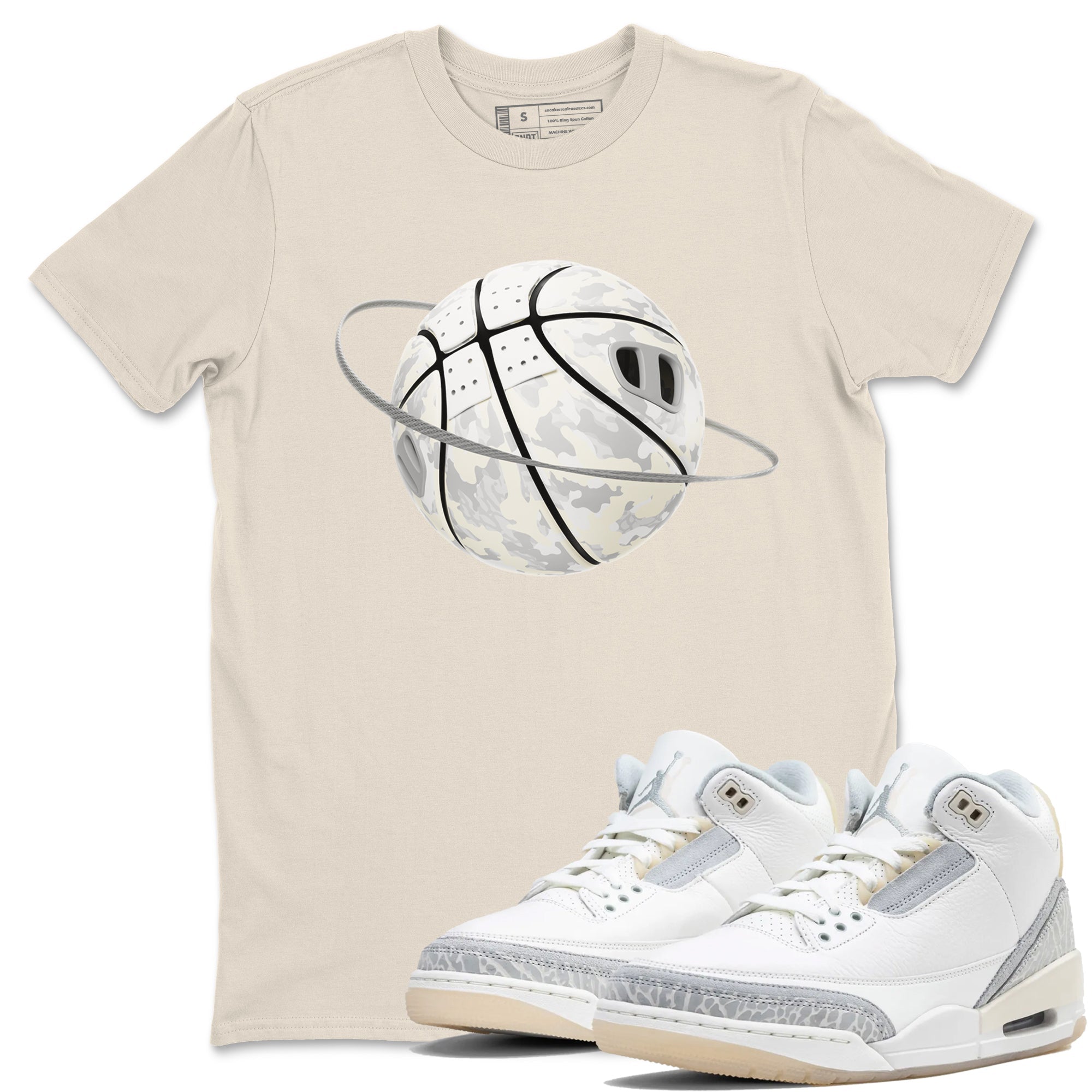 Camo Basketball Planet snkmatch Tees - Air Jordan 3 Ivory