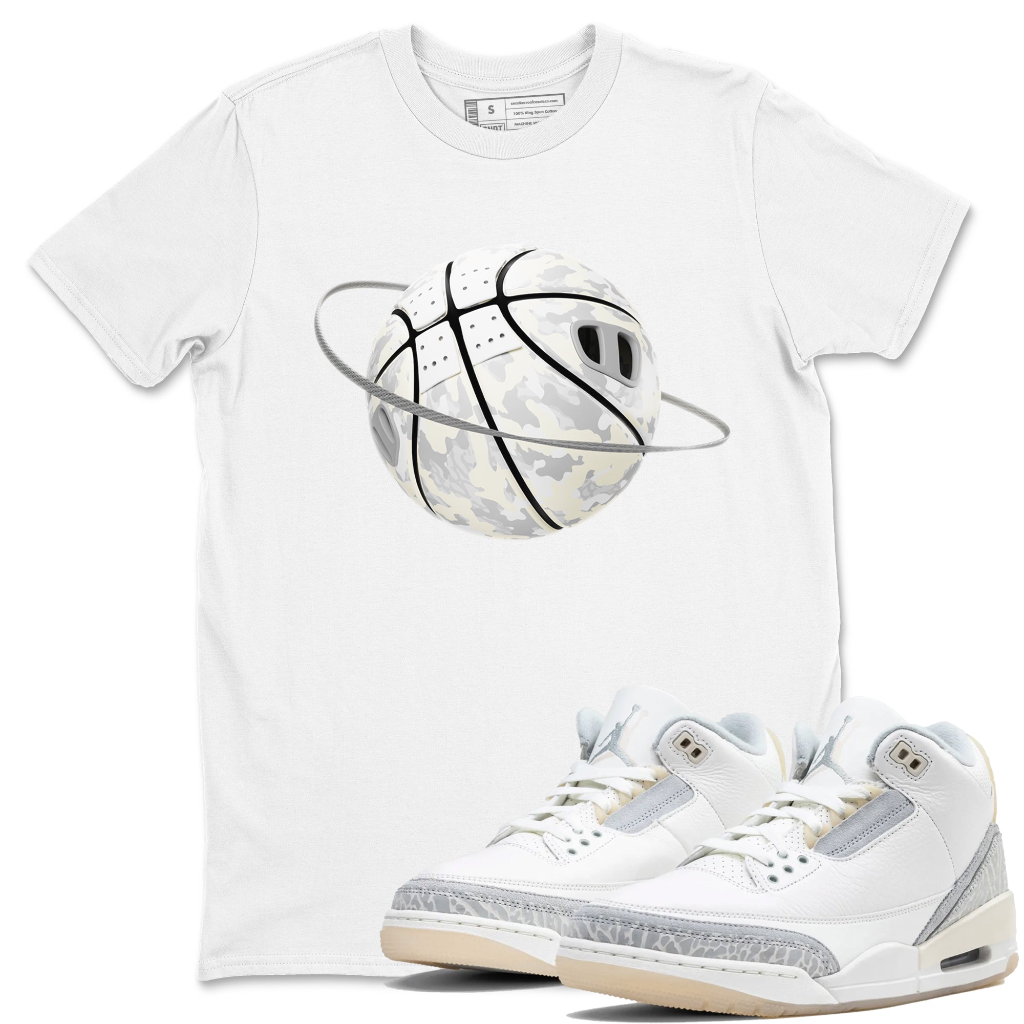 Camo Basketball Planet snkmatch Tees - Air Jordan 3 Ivory
