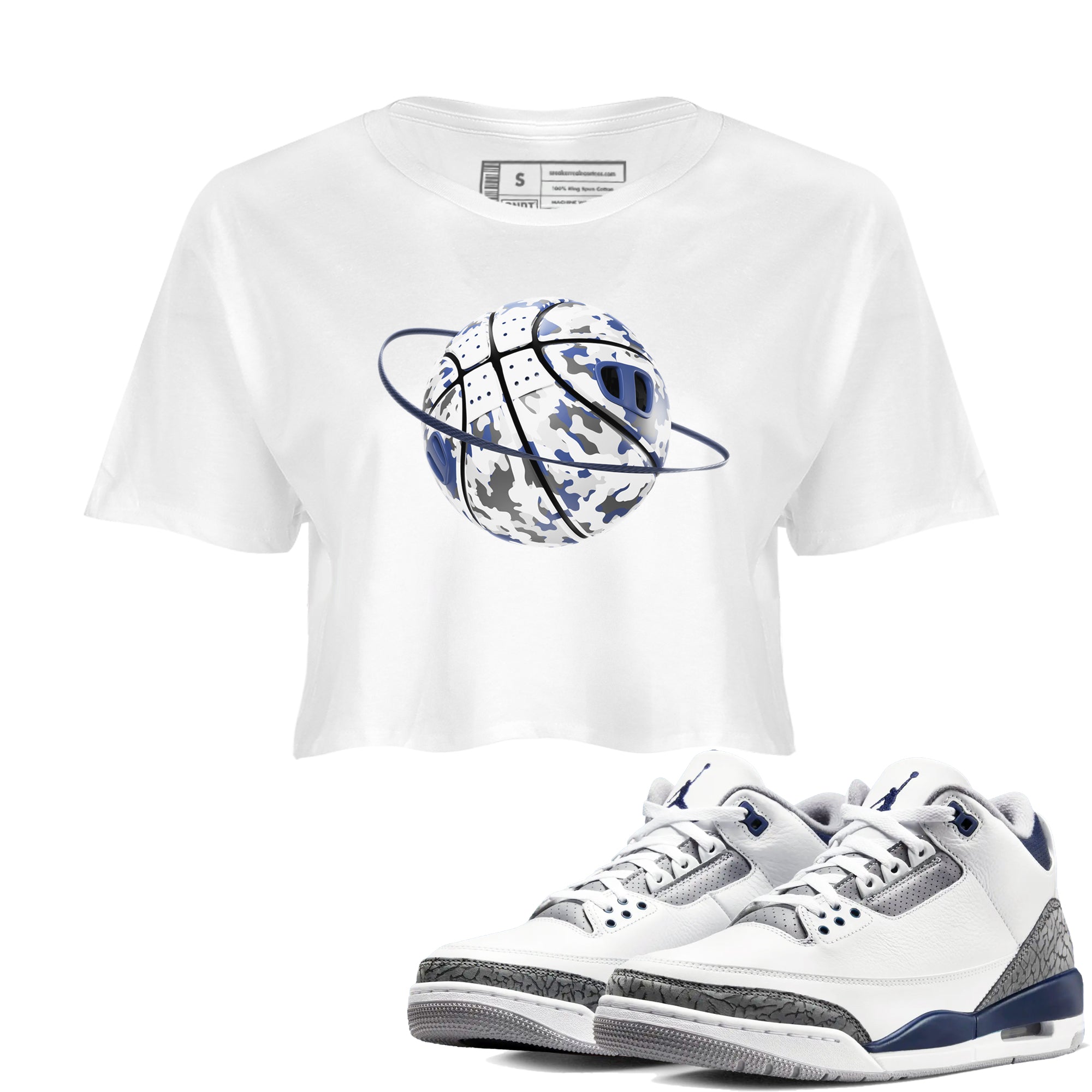 Camo Basketball Planet snkmatch Women's Top - Air Jordan 3 Midnight Navy 2023