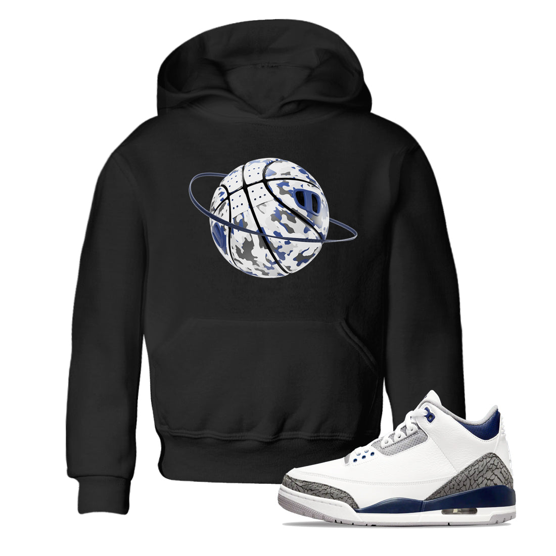 Camo Basketball Planet snkmatch Tees Kids - Air Jordan 3 Midnight Navy 2023