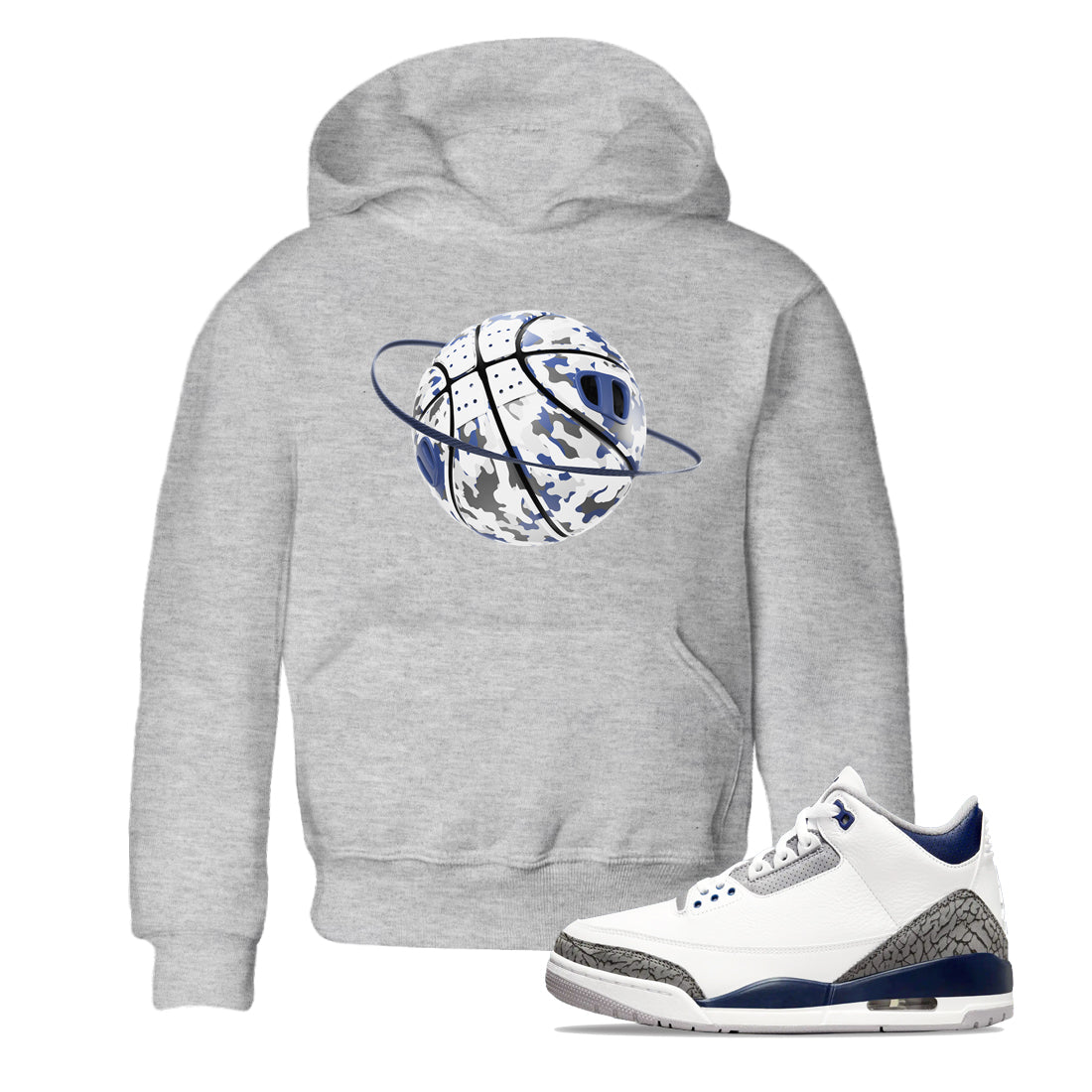 Camo Basketball Planet snkmatch Tees Kids - Air Jordan 3 Midnight Navy 2023