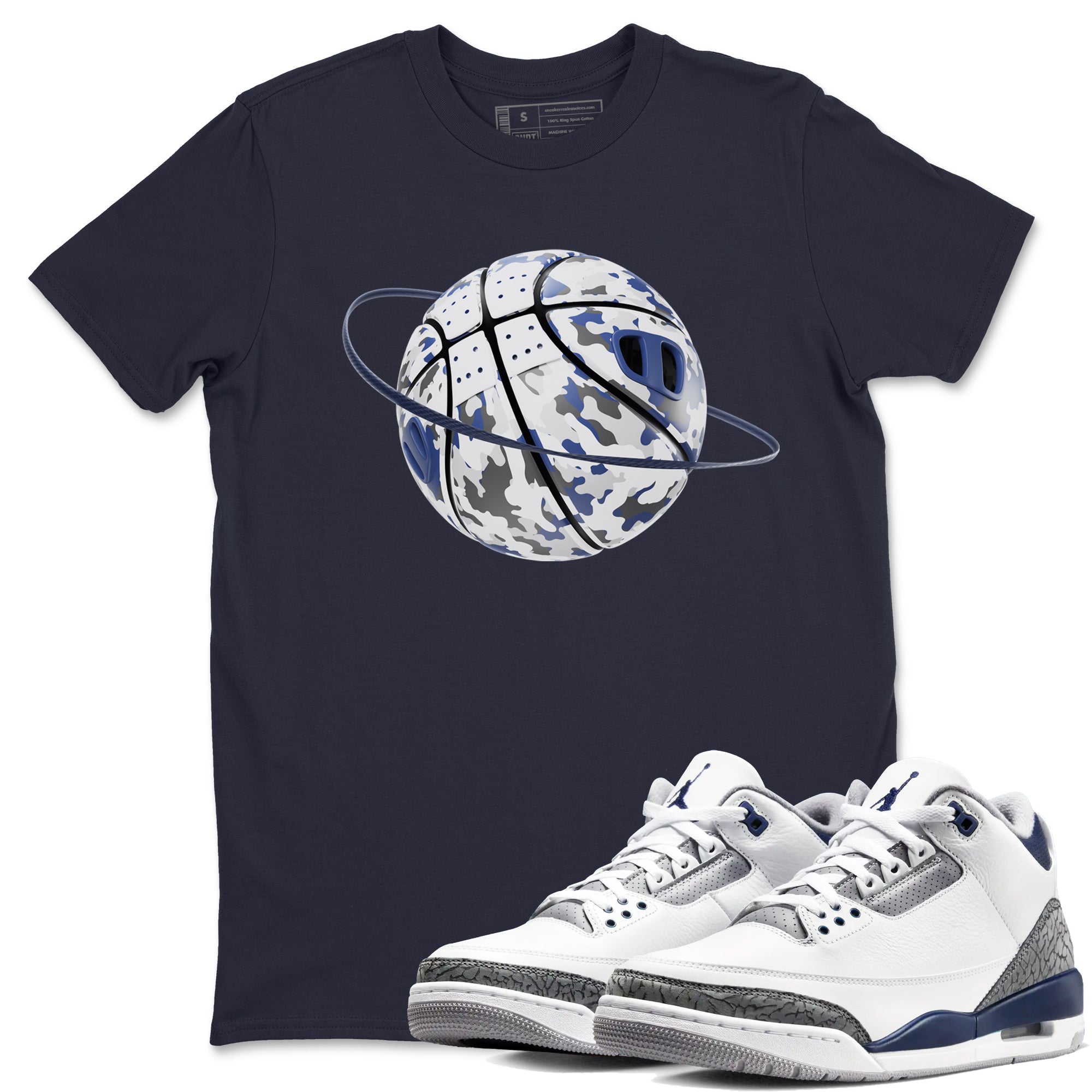 Camo Basketball Planet snkmatch Tees - Air Jordan 3 Midnight Navy 2023