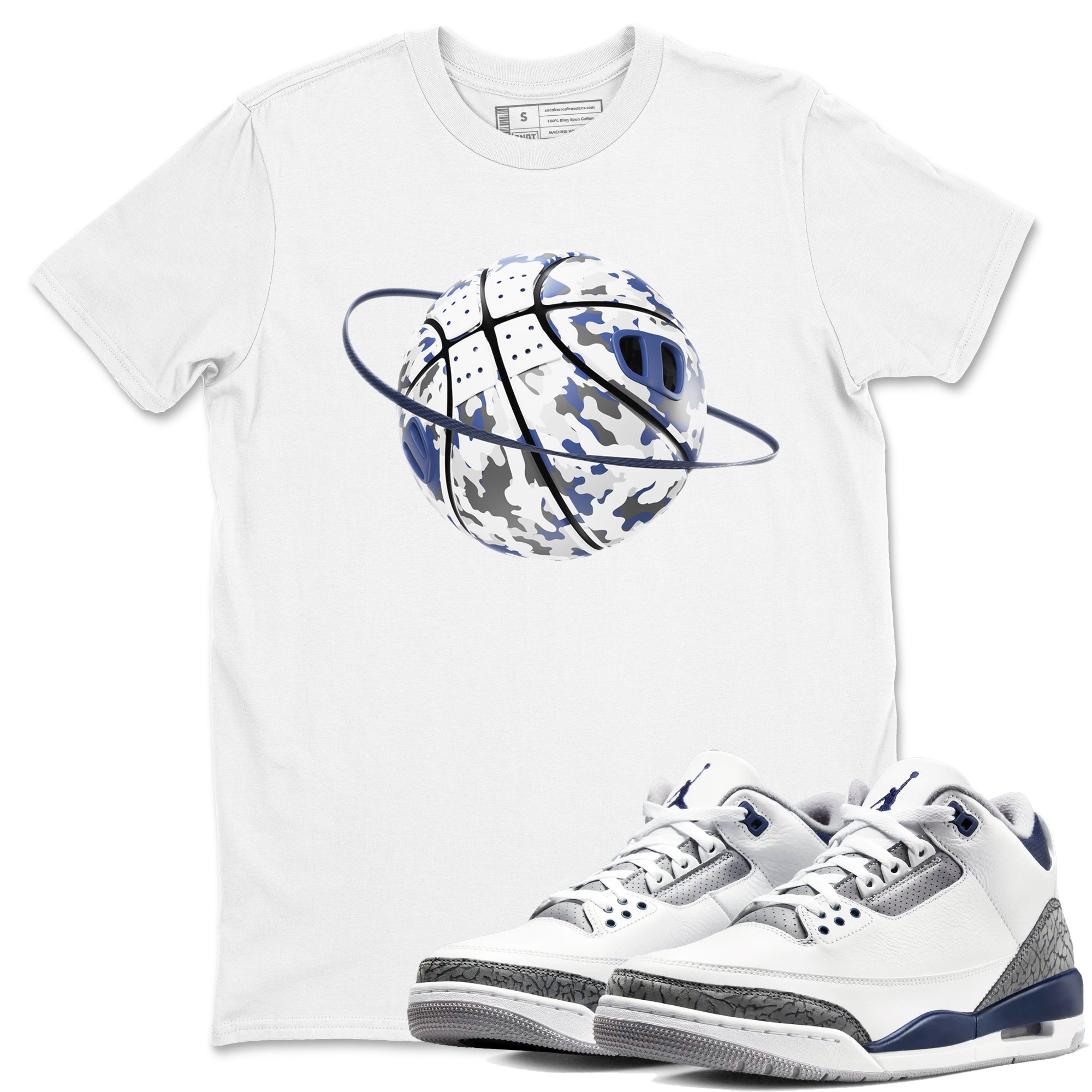 Camo Basketball Planet snkmatch Tees - Air Jordan 3 Midnight Navy 2023