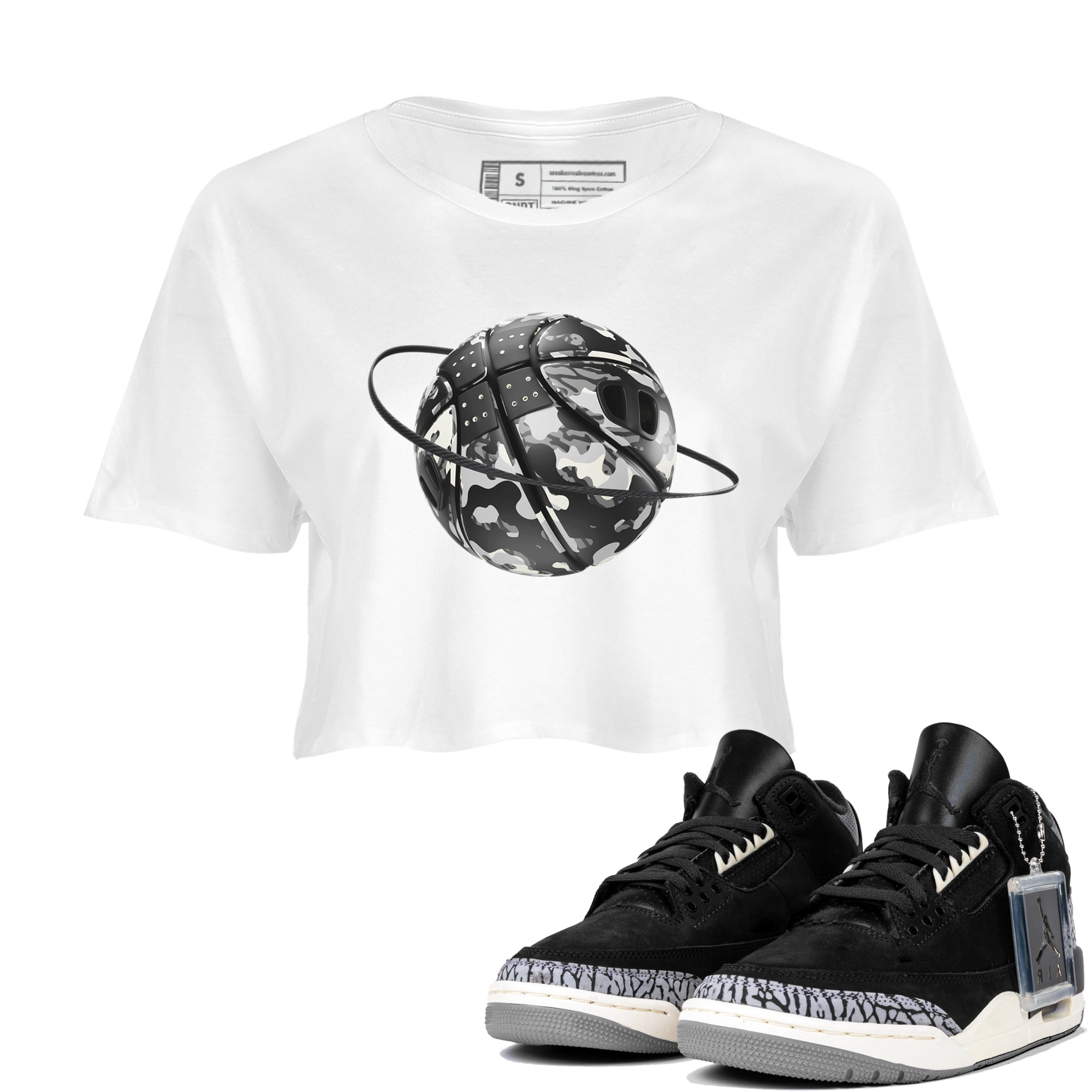 Camo Basketball Planet snkmatch Women's Top - Air Jordan 3 Off Noir