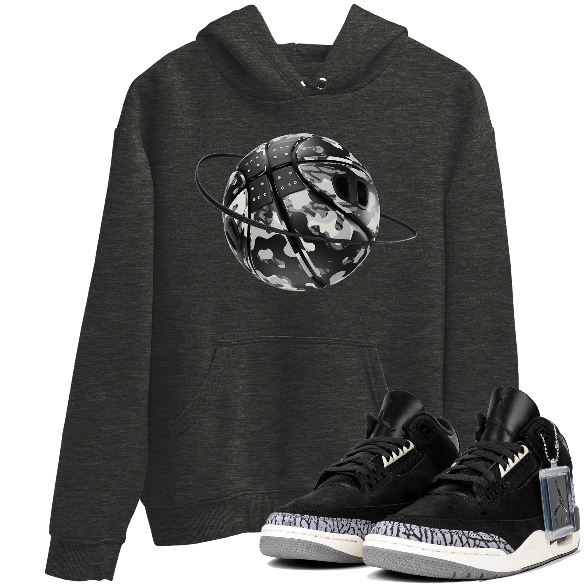 Camo Basketball Planet snkmatch Tee - Air Jordan 3 Off Noir