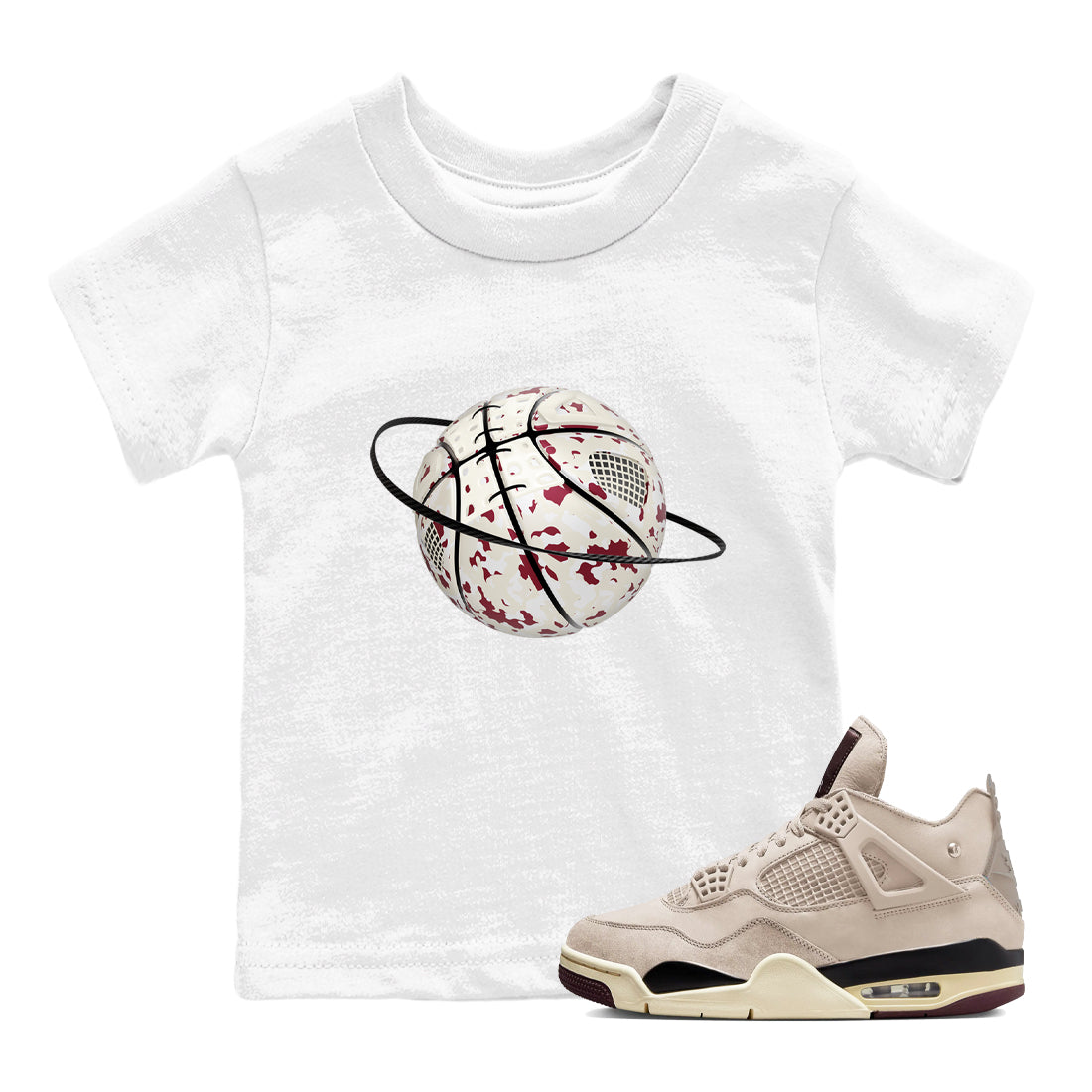 Camo Basketball Planet snkmatch Tees Kids - Air Jordan 4 A Ma Maniere x Fossil Stone