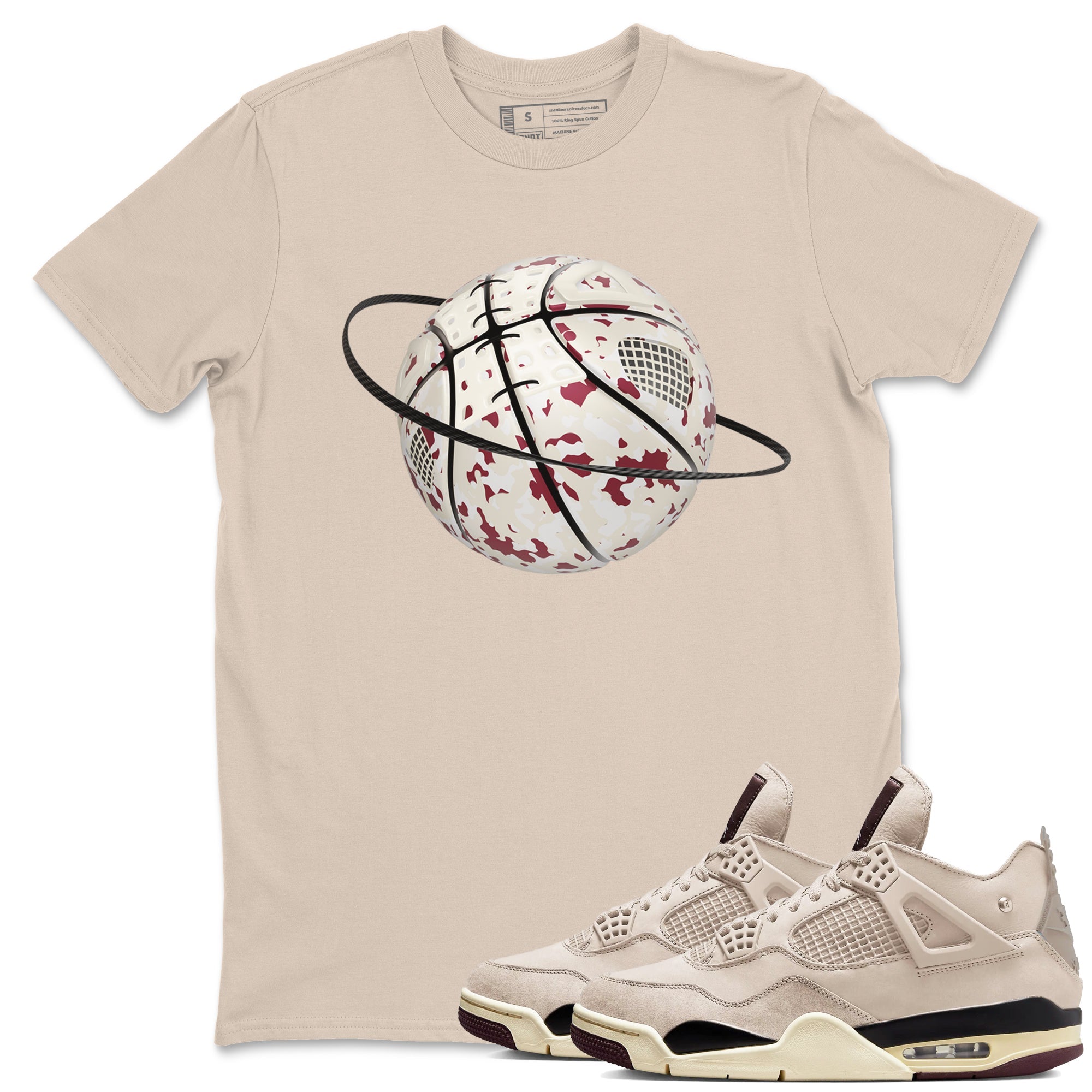 Camo Basketball Planet snkmatch Tees - Air Jordan 4 A Ma Maniere x Fossil Stone