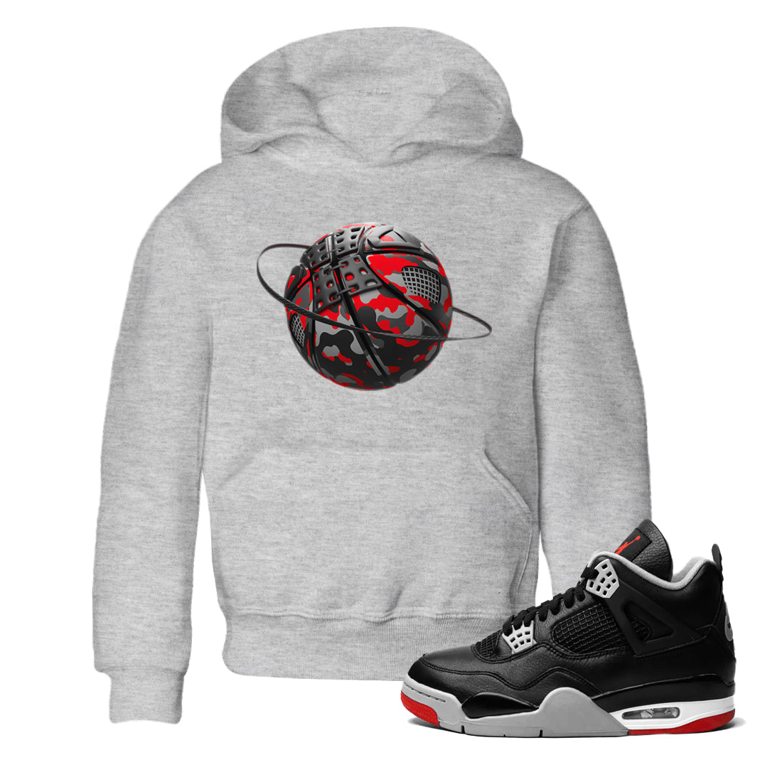 Camo Basketball Planet snkmatch Tee Kids - Air Jordan 4 Bred Reimagined