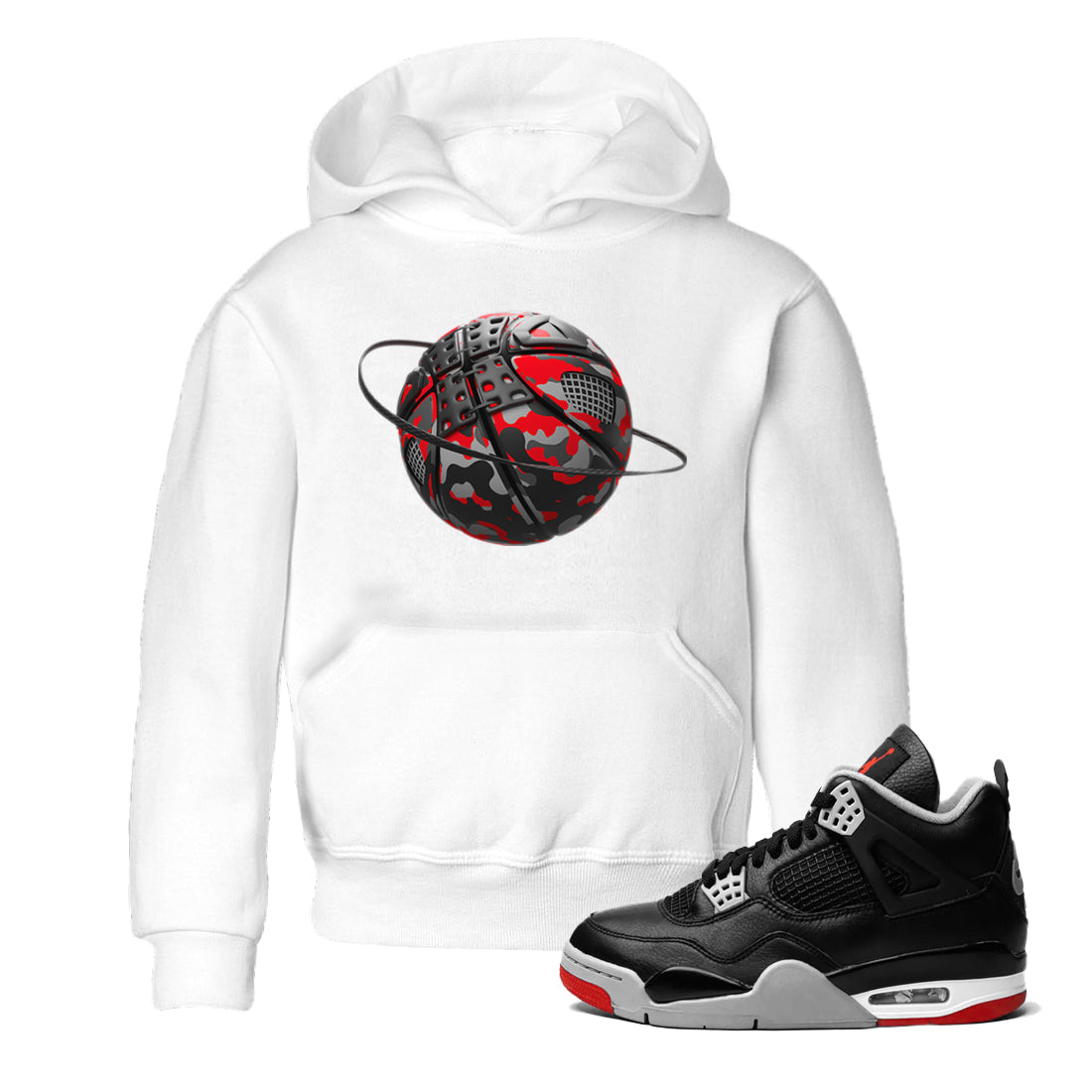 Camo Basketball Planet snkmatch Tee Kids - Air Jordan 4 Bred Reimagined