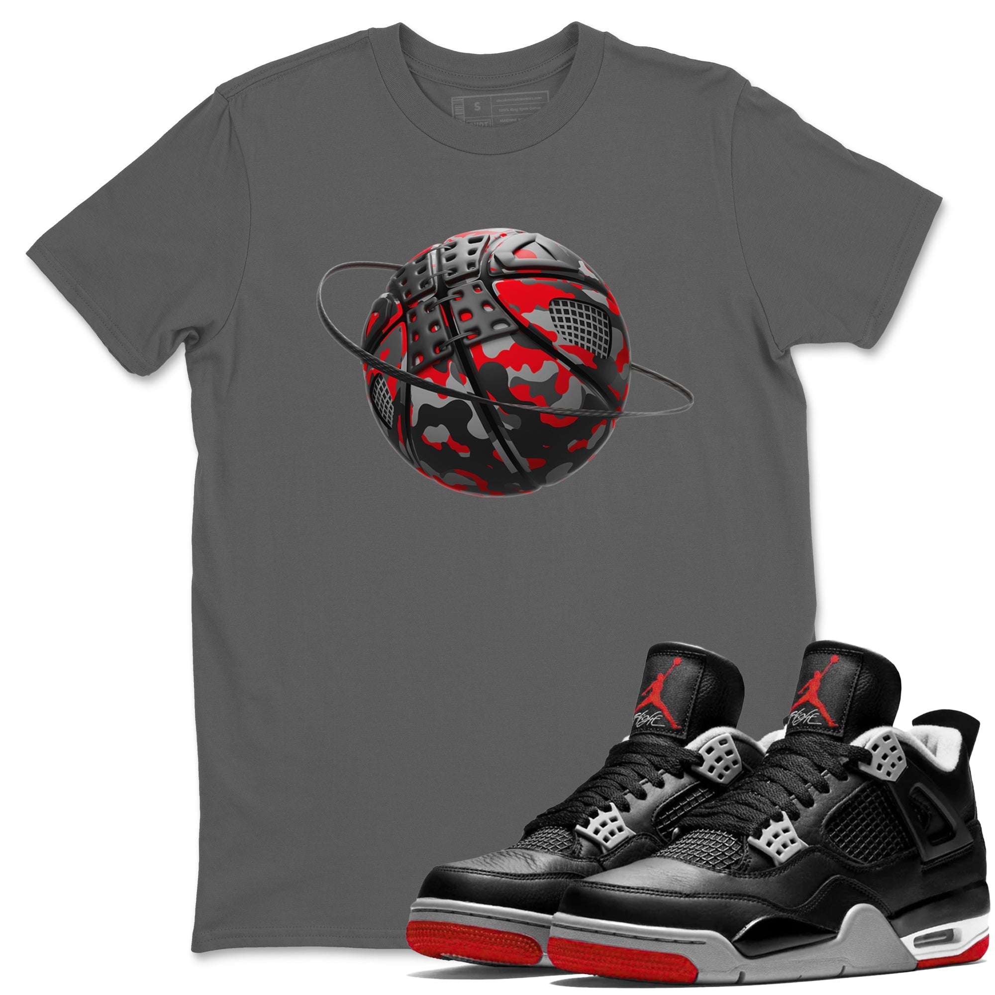 Camo Basketball Planet snkmatch Tee - Air Jordan 4 Bred Reimagined
