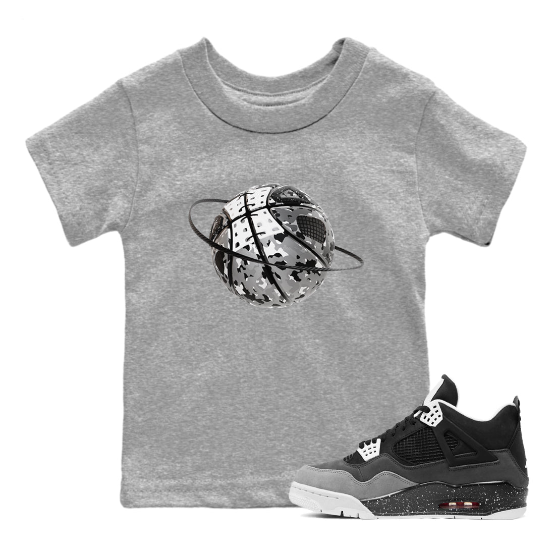 Camo Basketball Planet snkmatch Tees Kids - Air Jordan 4 Fear