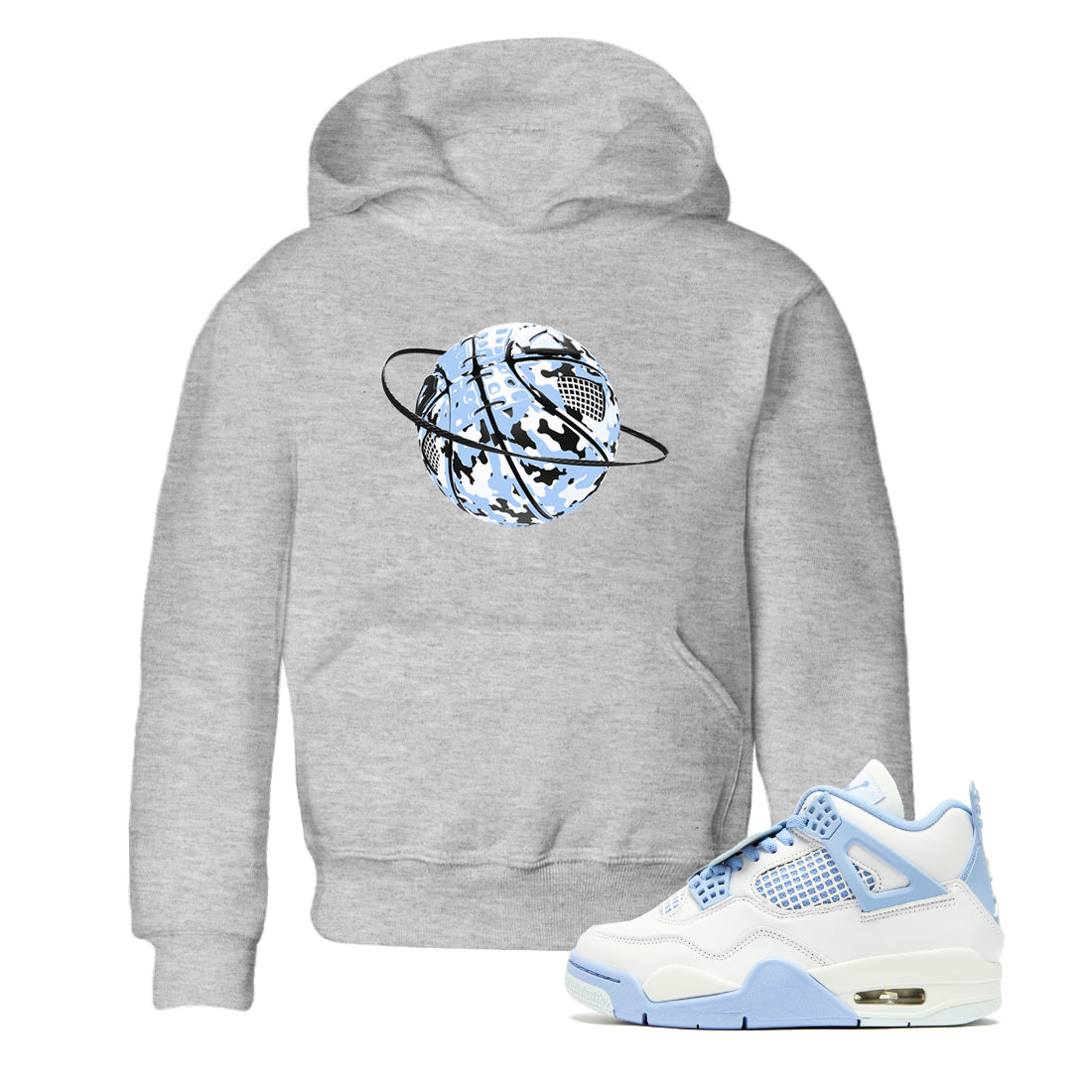 Camo Basketball Planet snkmatch Tees Kids - Air Jordan 4 Forget Me Not