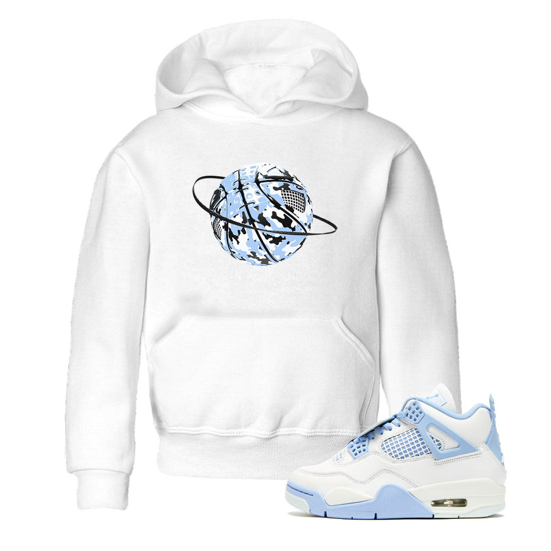 Camo Basketball Planet snkmatch Tees Kids - Air Jordan 4 Forget Me Not