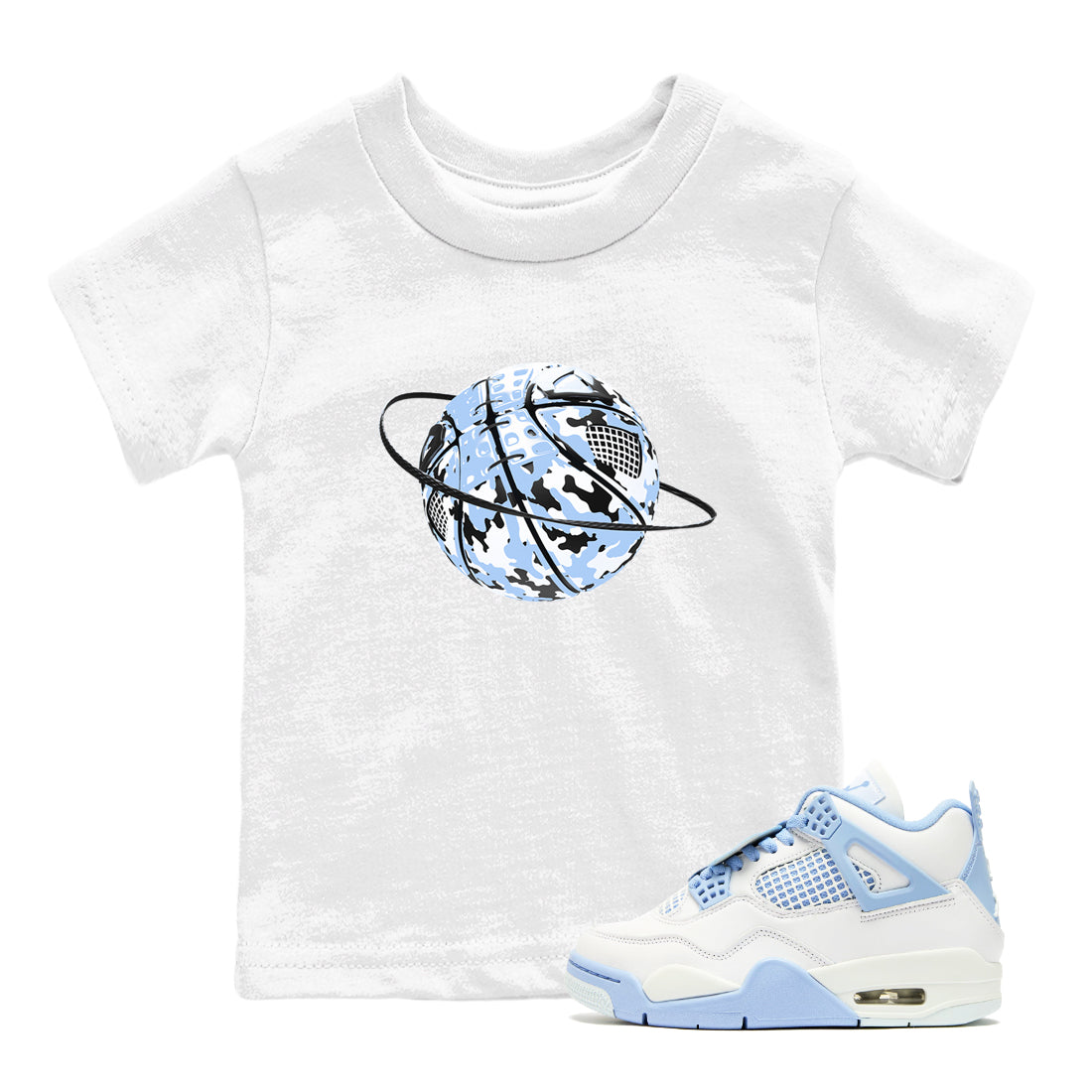 Camo Basketball Planet snkmatch Tees Kids - Air Jordan 4 Forget Me Not