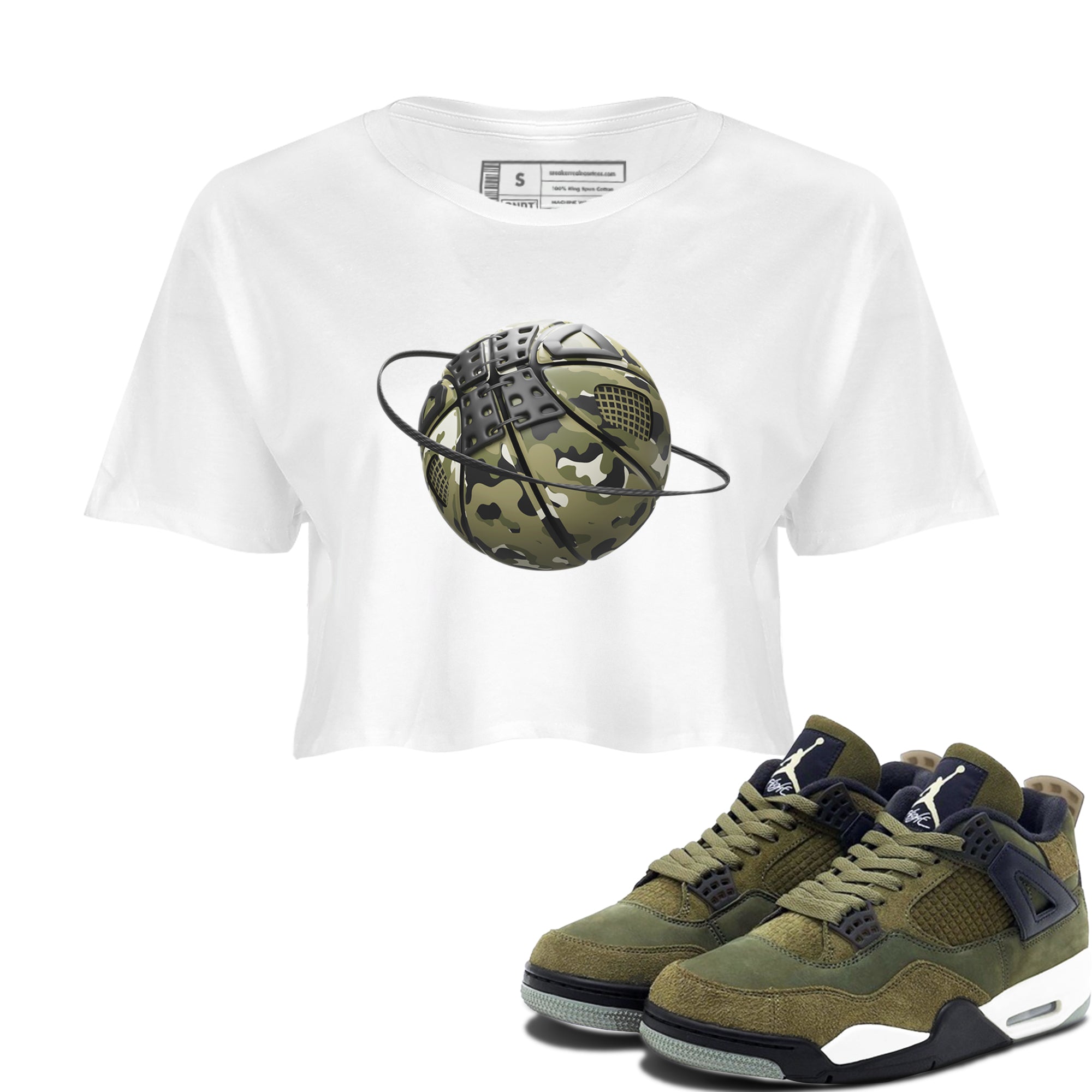 Camo Basketball Planet snkmatch Women's Top - Air Jordan 4 Medium Olive