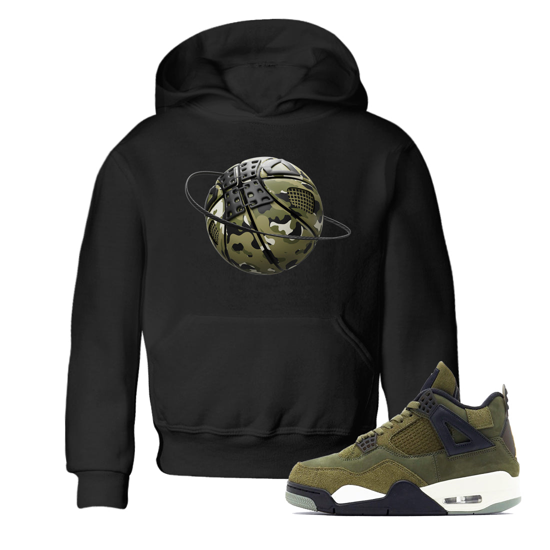 Camo Basketball Planet snkmatch Tee Kids - Air Jordan 4 Medium Olive