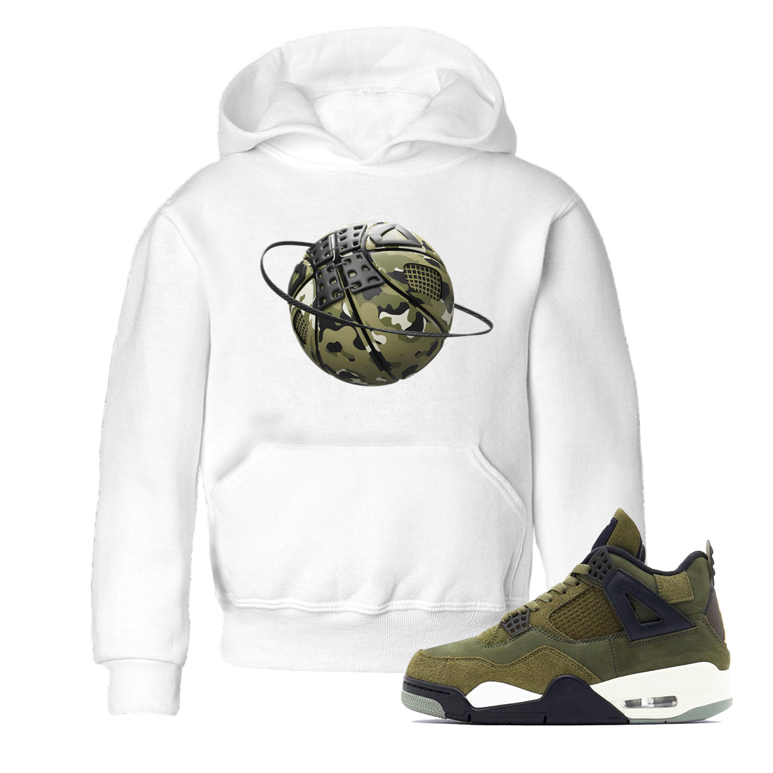 Camo Basketball Planet snkmatch Tee Kids - Air Jordan 4 Medium Olive