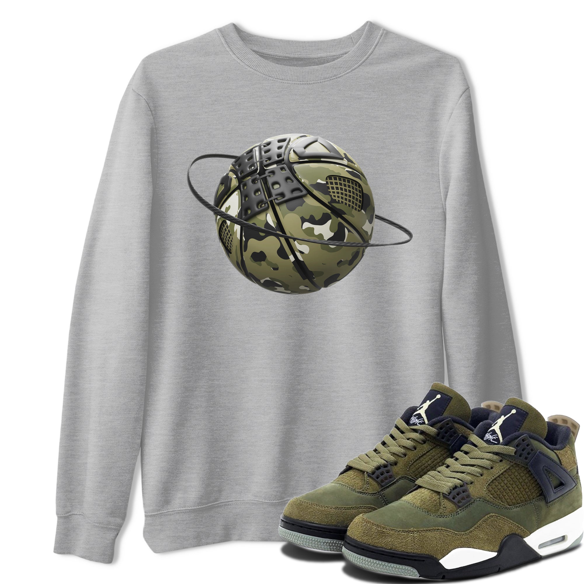 Camo Basketball Planet snkmatch Tee - Air Jordan 4 Medium Olive