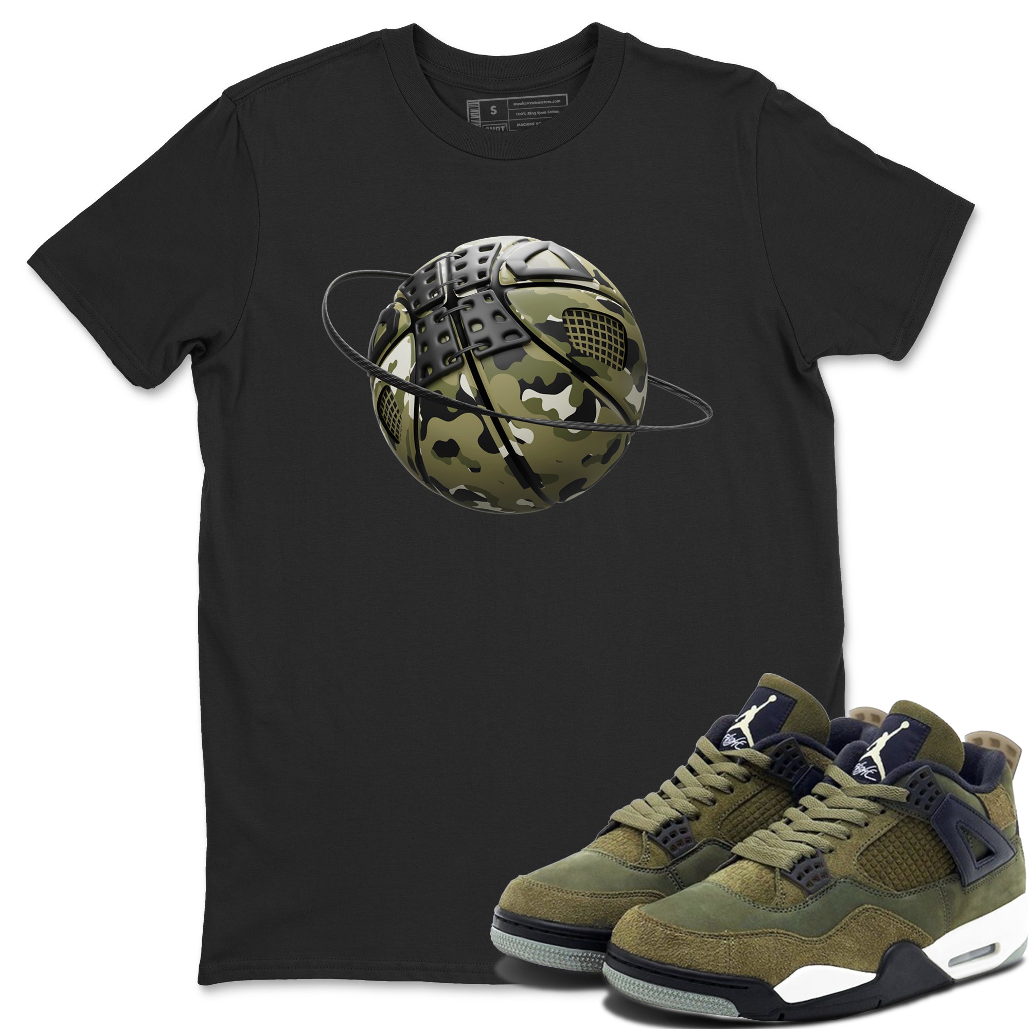 Camo Basketball Planet snkmatch Tee - Air Jordan 4 Medium Olive