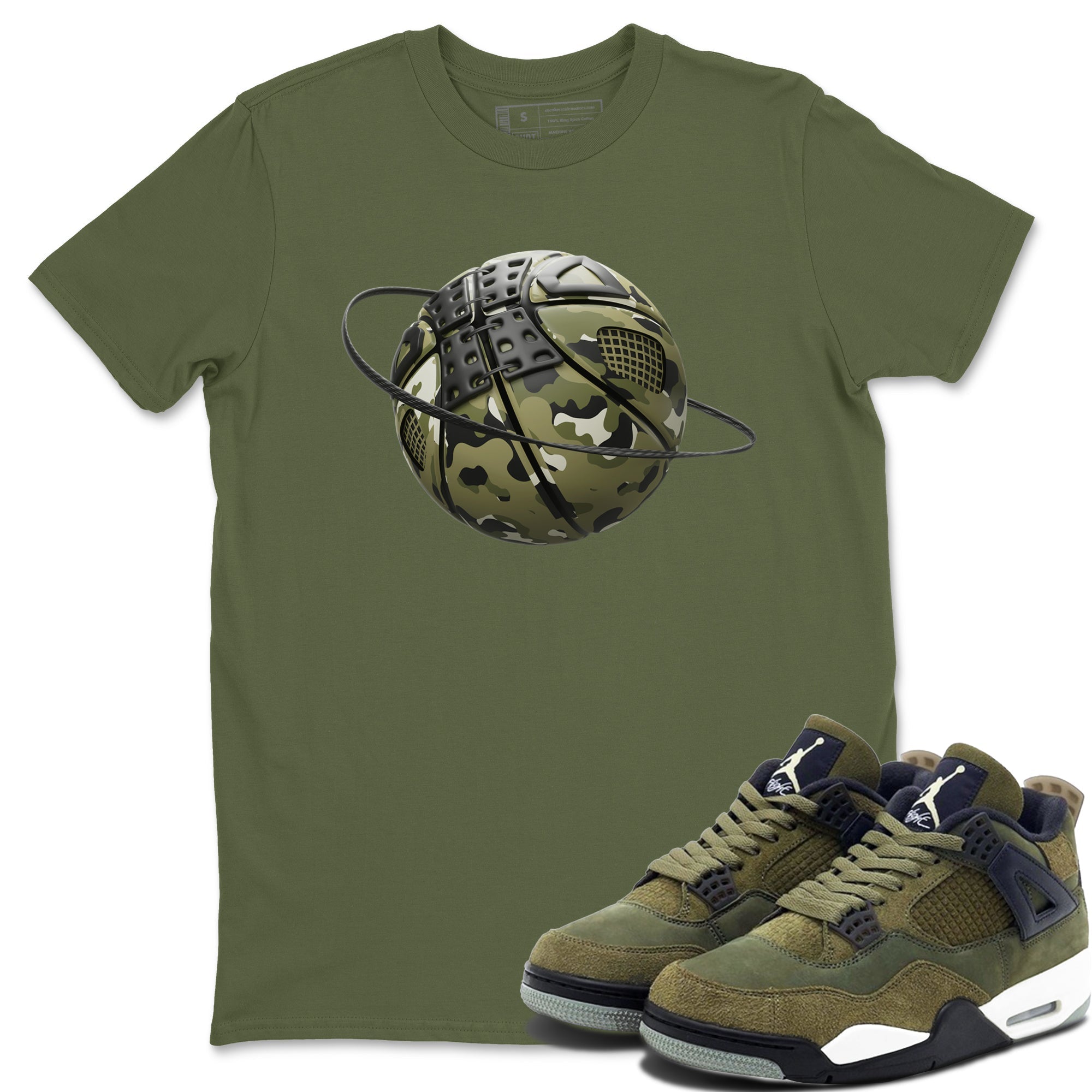 Camo Basketball Planet snkmatch Tee - Air Jordan 4 Medium Olive