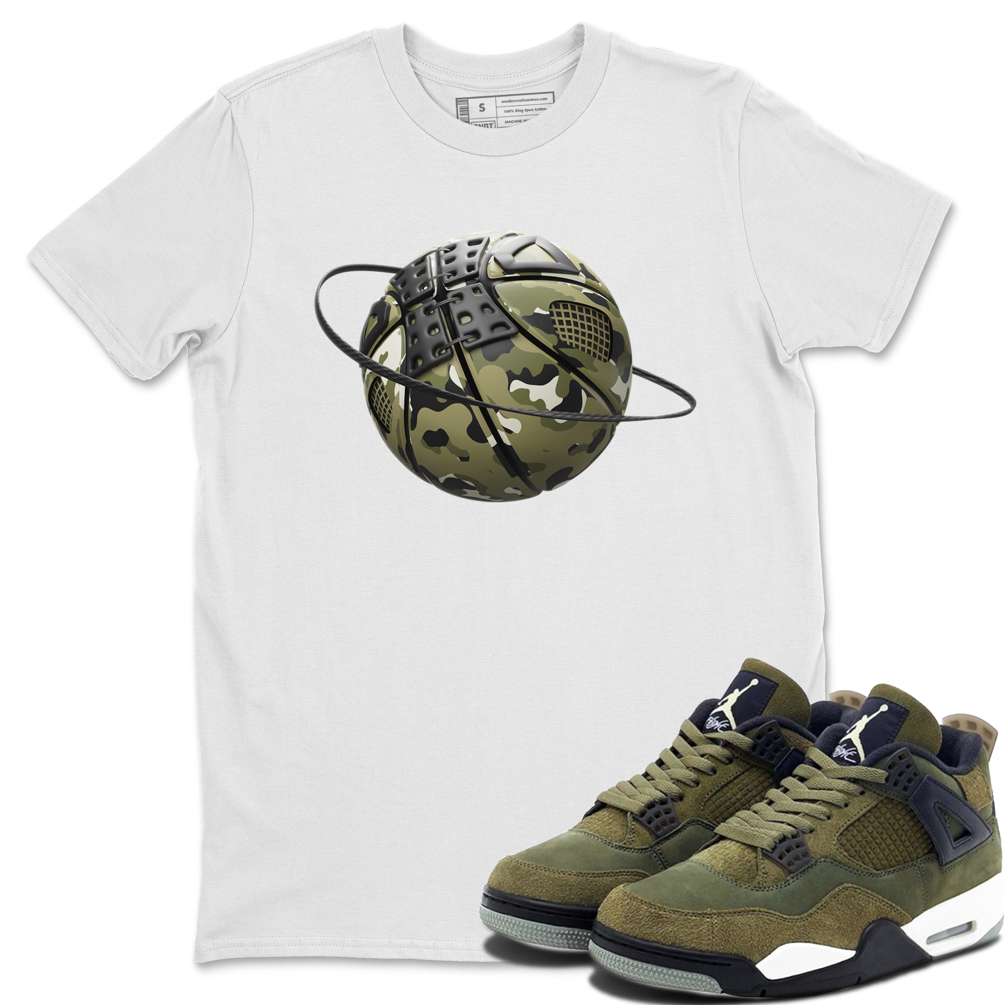 Camo Basketball Planet snkmatch Tee - Air Jordan 4 Medium Olive