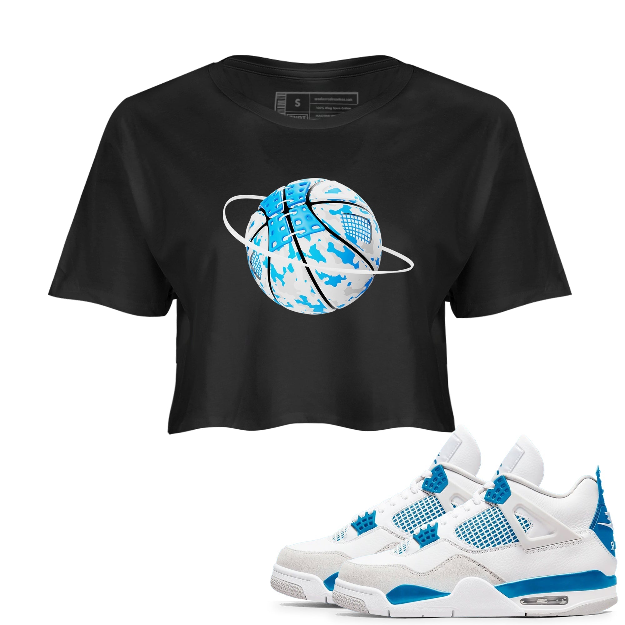 Camo Basketball Planet snkmatch Women's Top - Air Jordan 4 Military Blue