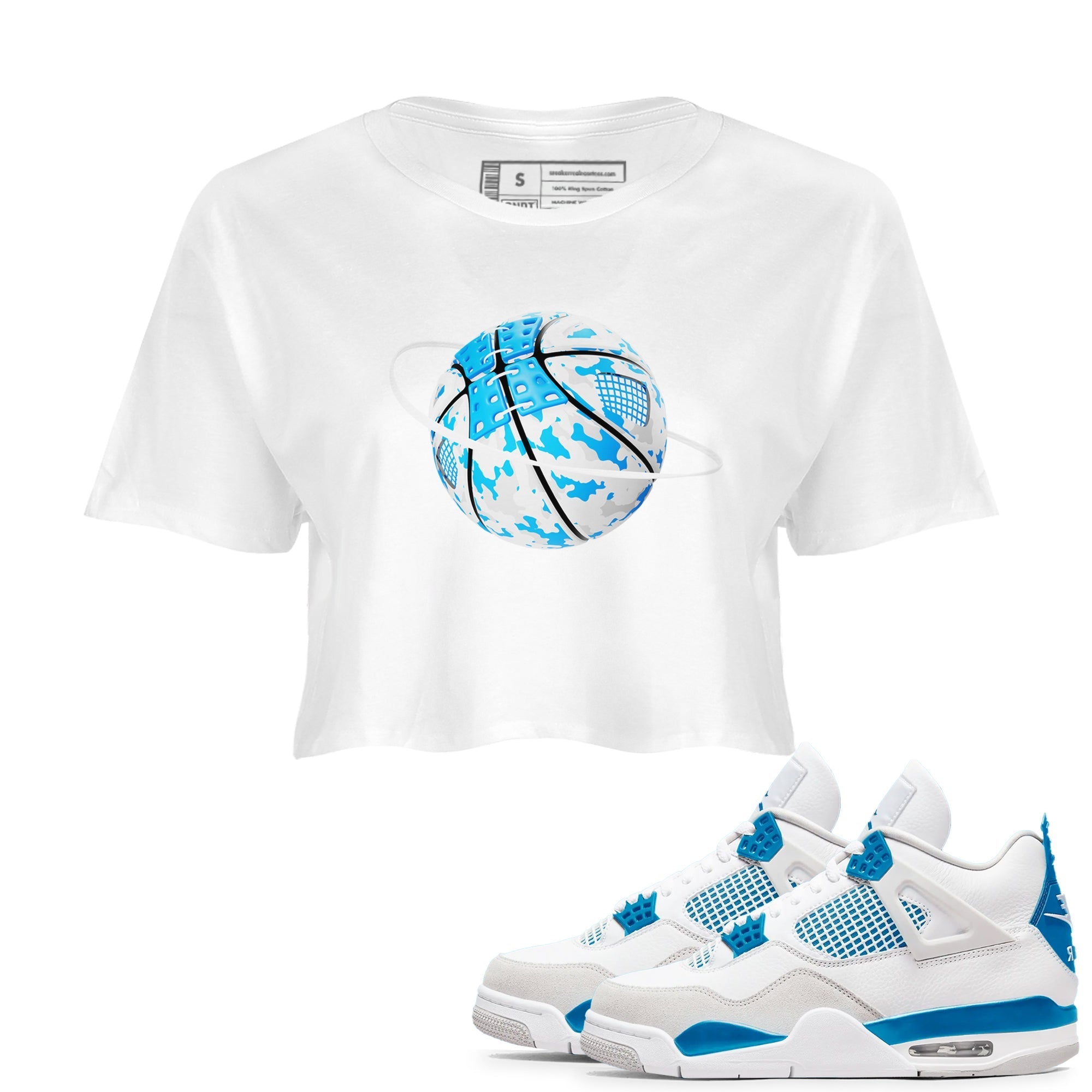 Camo Basketball Planet snkmatch Women's Top - Air Jordan 4 Military Blue